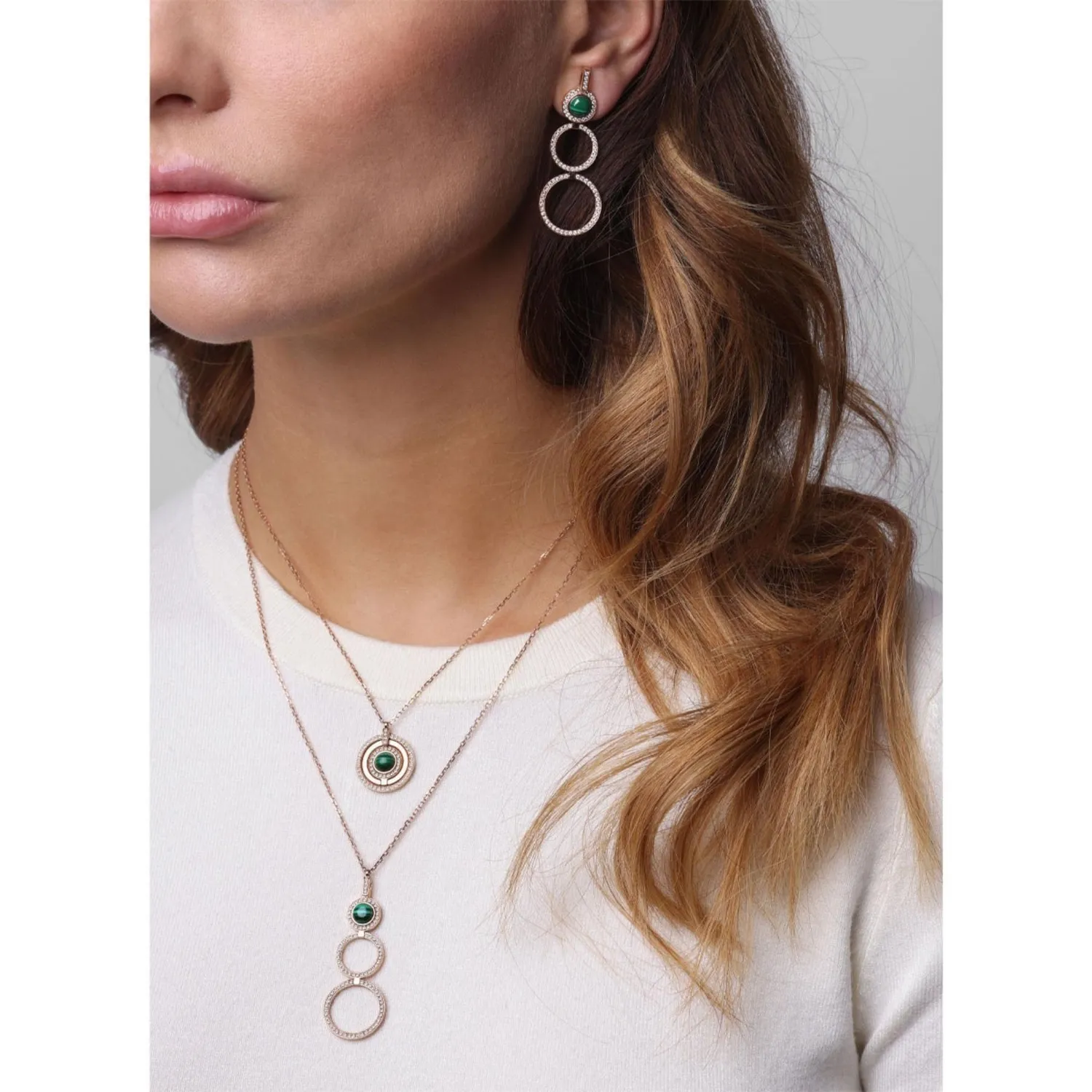 Boucles d'Oreilles SATURN Malachite PM