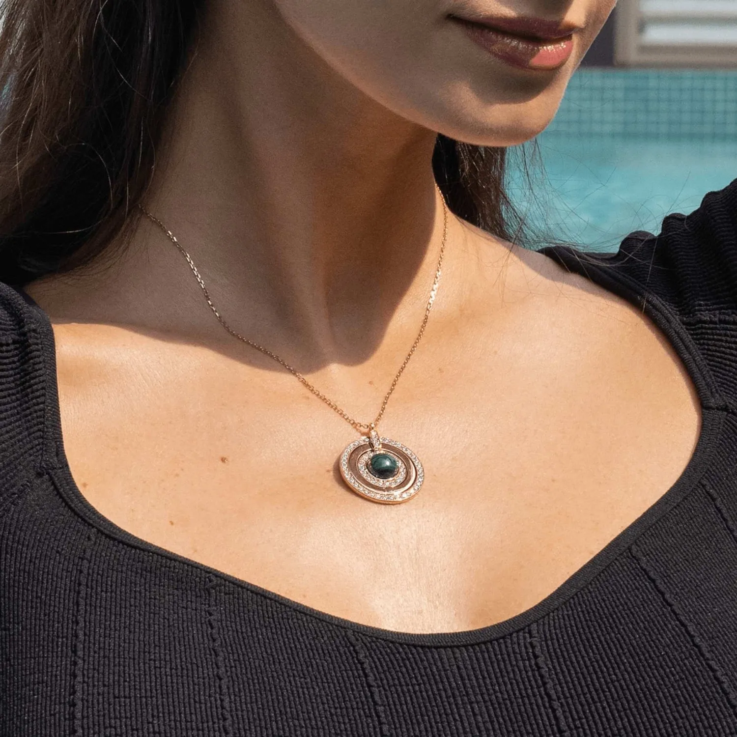 Collier SATURN Malachite XL