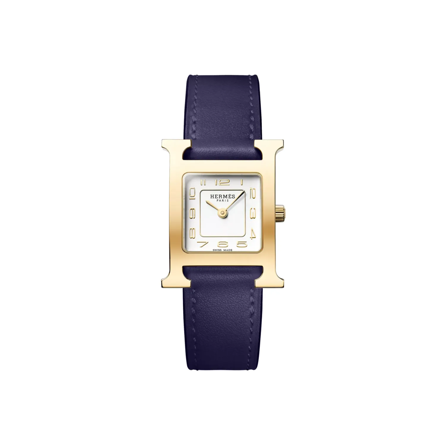 Montre HEURE H Petit Modèle, Bracelet veau swift bleu encre, Boucle ardillon, Cadran opalin