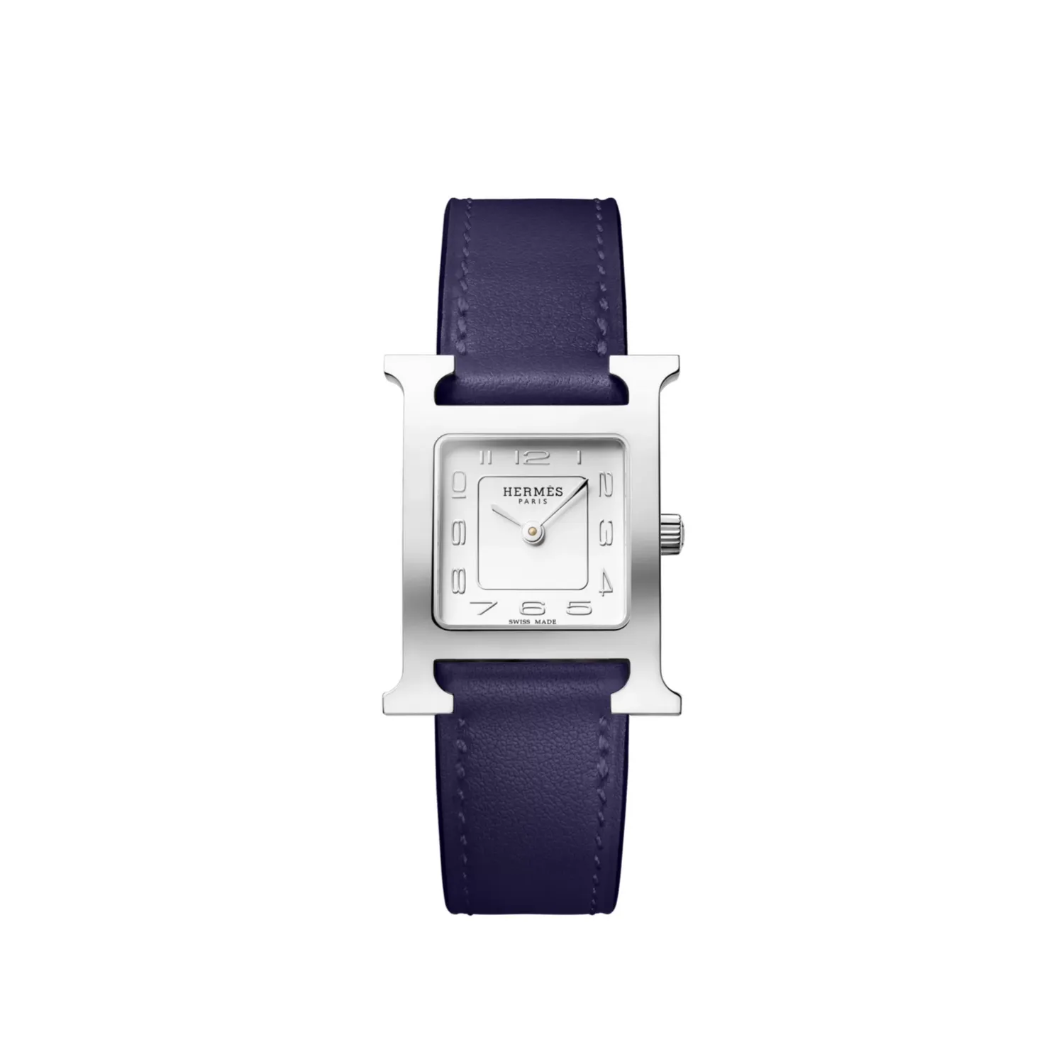 Montre HEURE H Petit Modèle, Bracelet veau swift bleu encre, Boucle ardillon, Cadran opalin