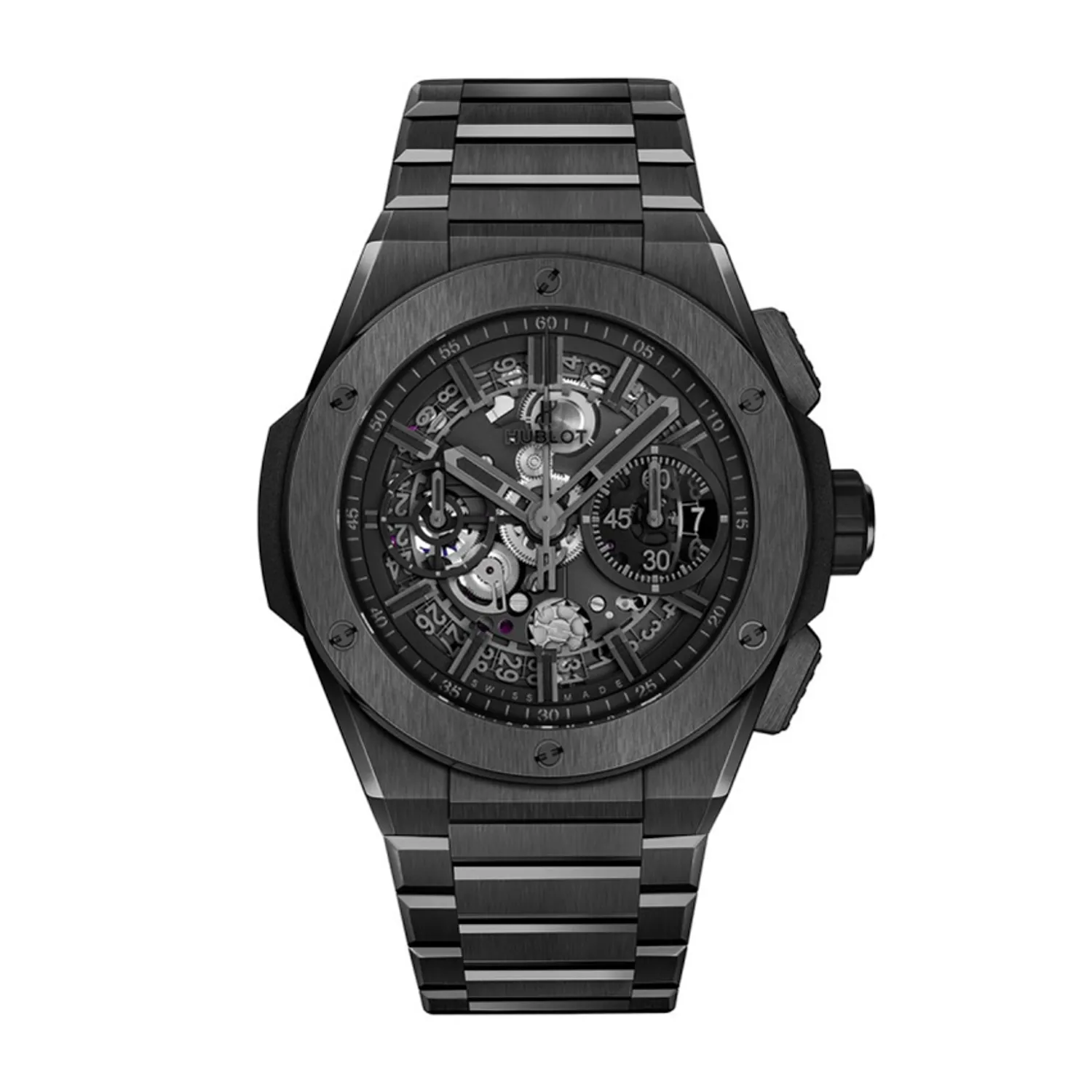 Montre BIG BANG INTEGRATED ALL BLACK 293/500 Bracelet céramique noire, Cadran squeletté noir