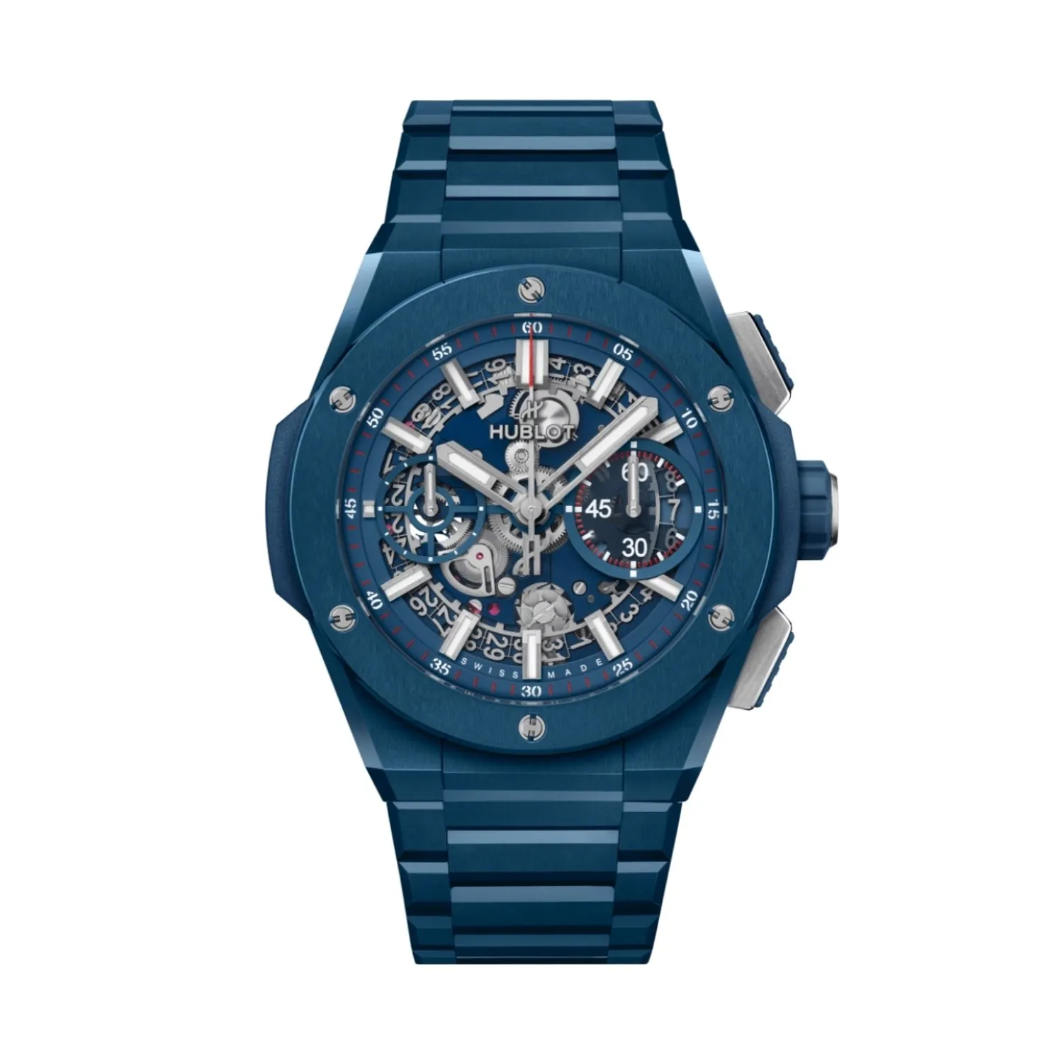 Montre BIG BANG INTEGRATED BLUE CERAMIC Bracelet ceramique bleue, Cadran squeletté bleu mat