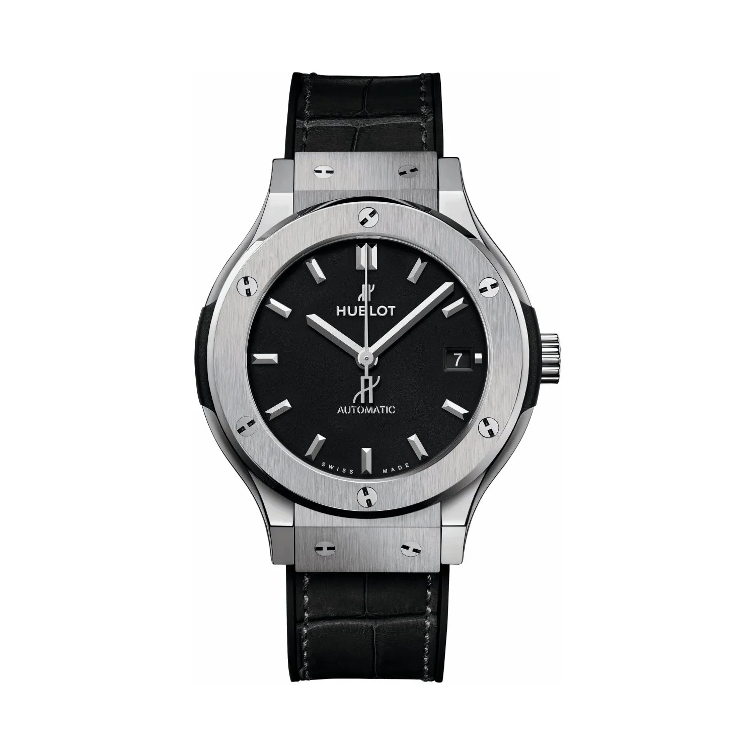 Montre CLASSIC FUSION TITANIUM Bracelet caoutchouc et alligator noir, Boucle déployante acier, Cadran noir mat