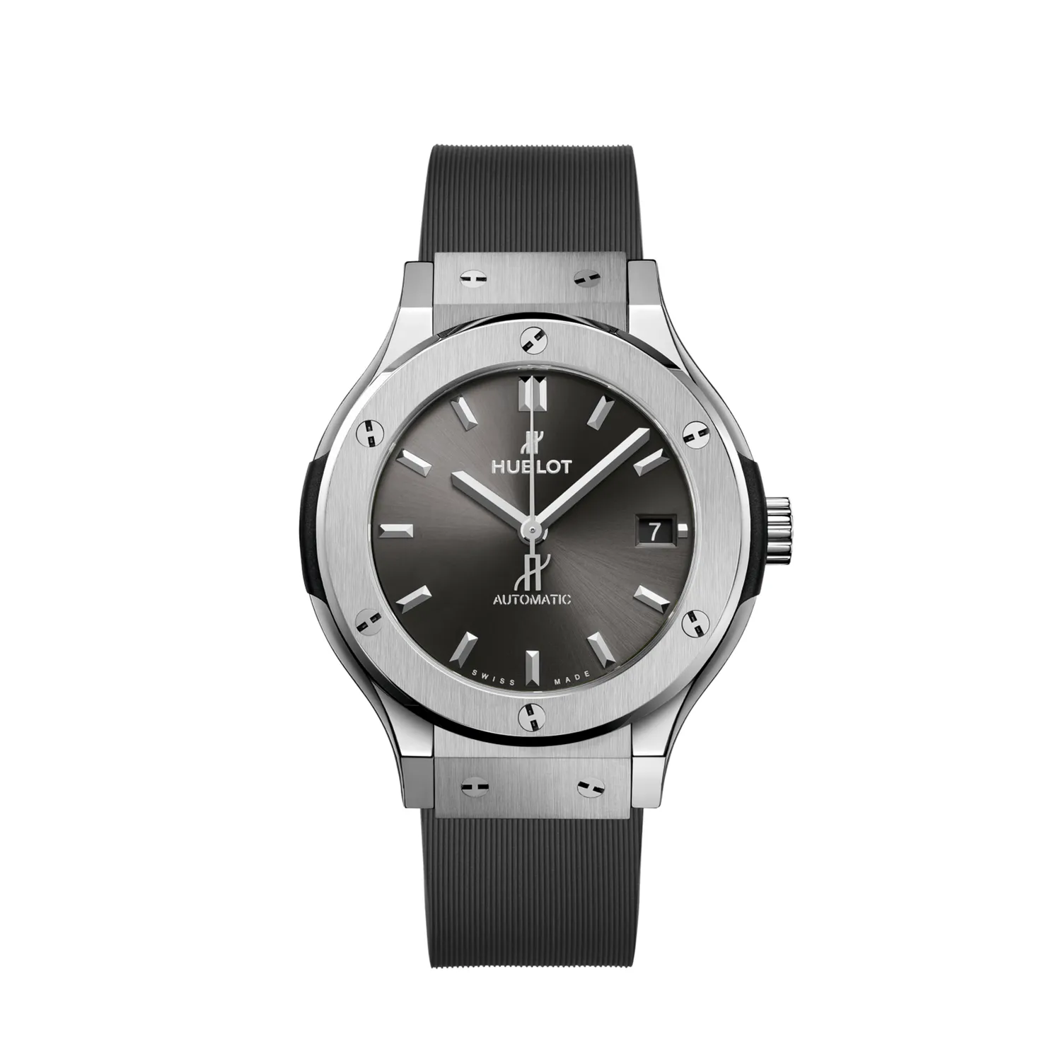 Montre CLASSIC FUSION RACING GREY TITANIUM Bracelet caoutchouc ligné gris, Boucle déployante acier, Cadran soleillé gris