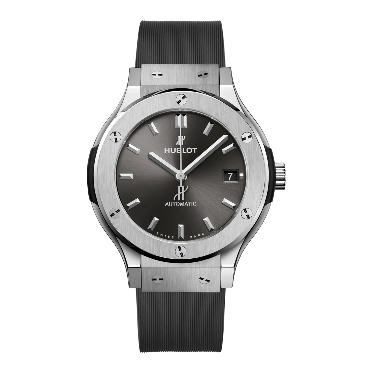 Montre CLASSIC FUSION RACING GREY TITANIUM Bracelet caoutchouc ligné gris, Boucle déployante acier, Cadran soleillé gris