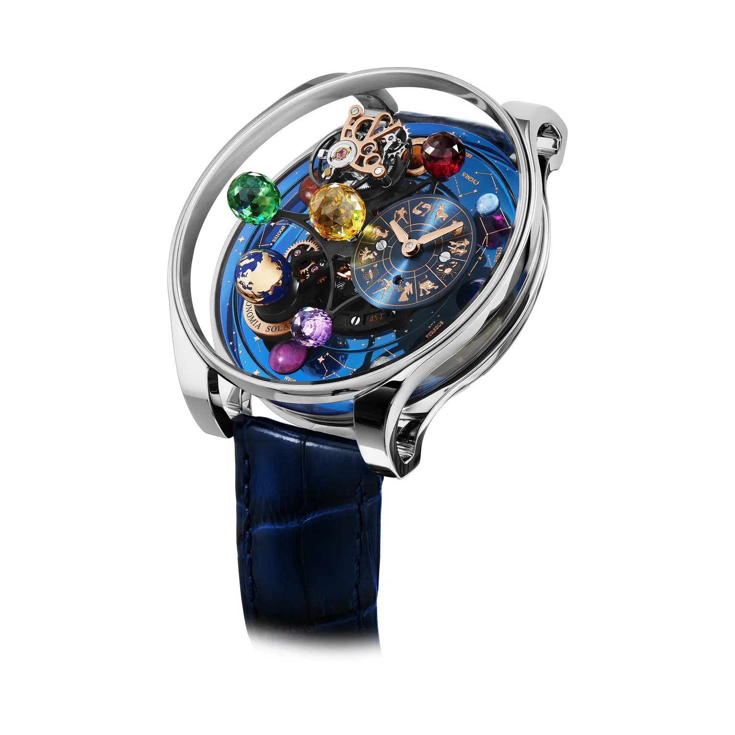 Montre ASTRONOMIA Solar Zodiac Tourbillon n°010/101, Bracelet cordura, Boucle ardillon or blanc