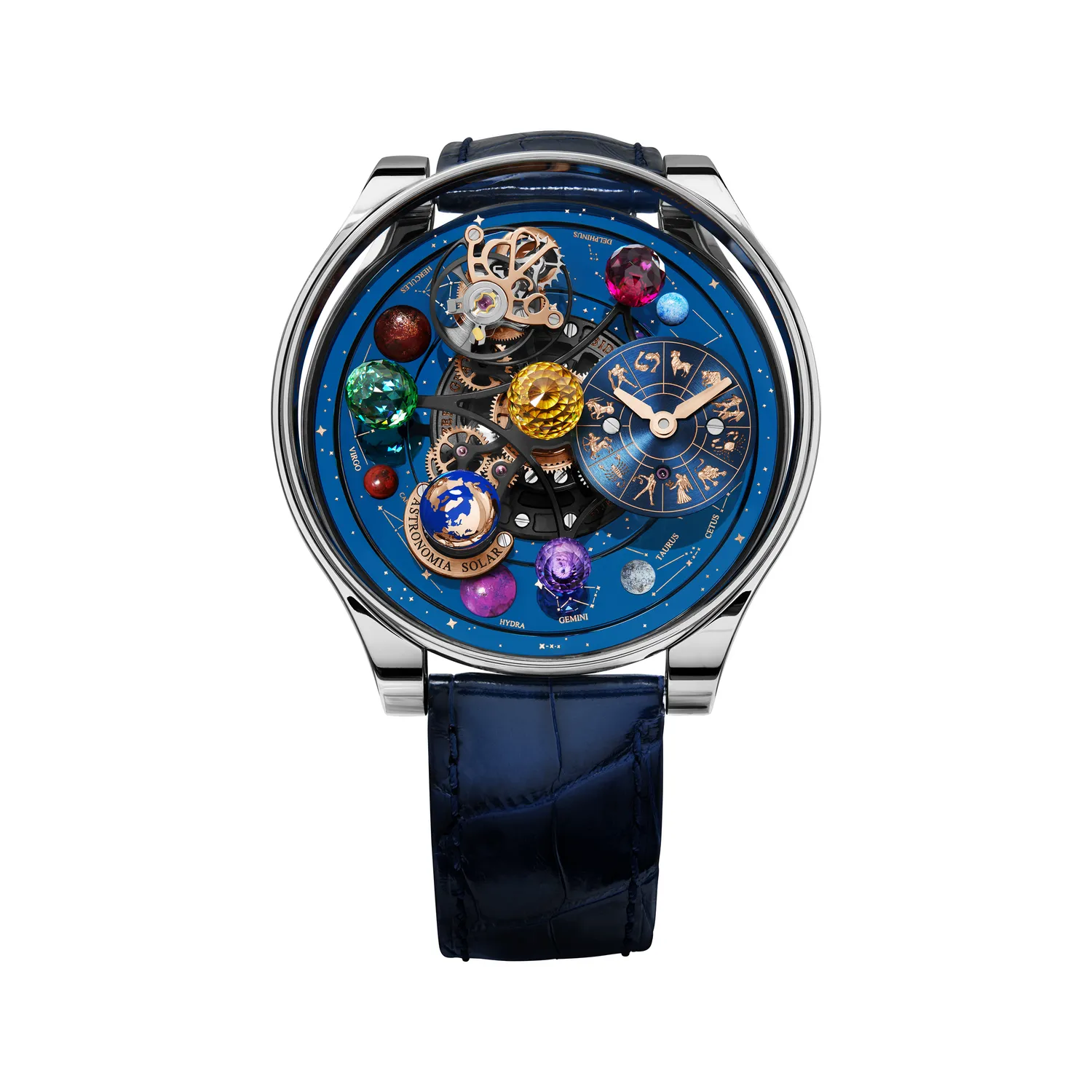Montre ASTRONOMIA Solar Zodiac Tourbillon n°010/101, Bracelet cordura, Boucle ardillon or blanc