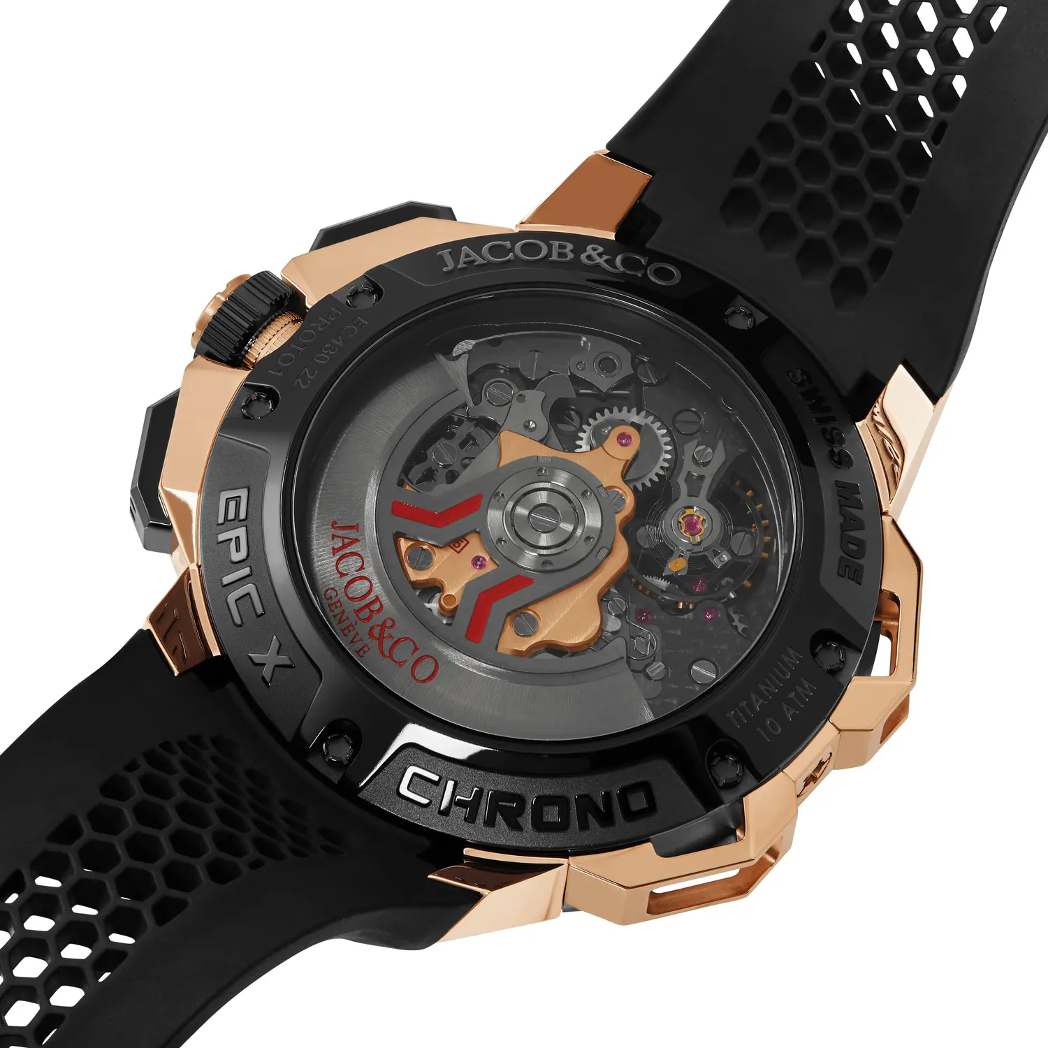 Montre Jacob & Co Epic x Chrono 44mm rose gold and black