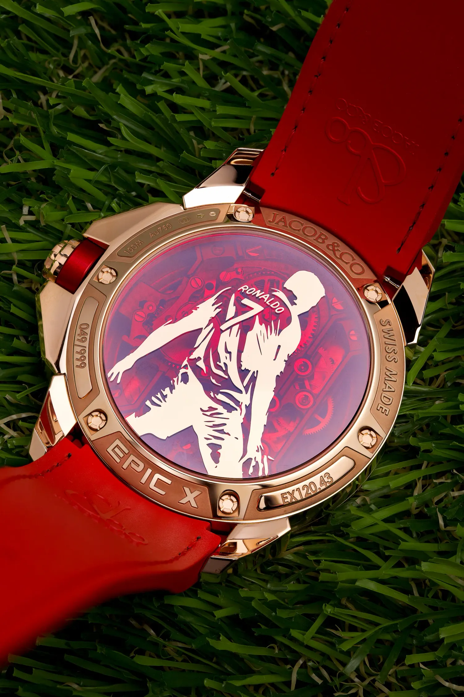 Montre EPIC X FLIGHT OF CR7 Bracelet Cordura noir, Boucle ardillon en or rose, Cadran squelette CR7