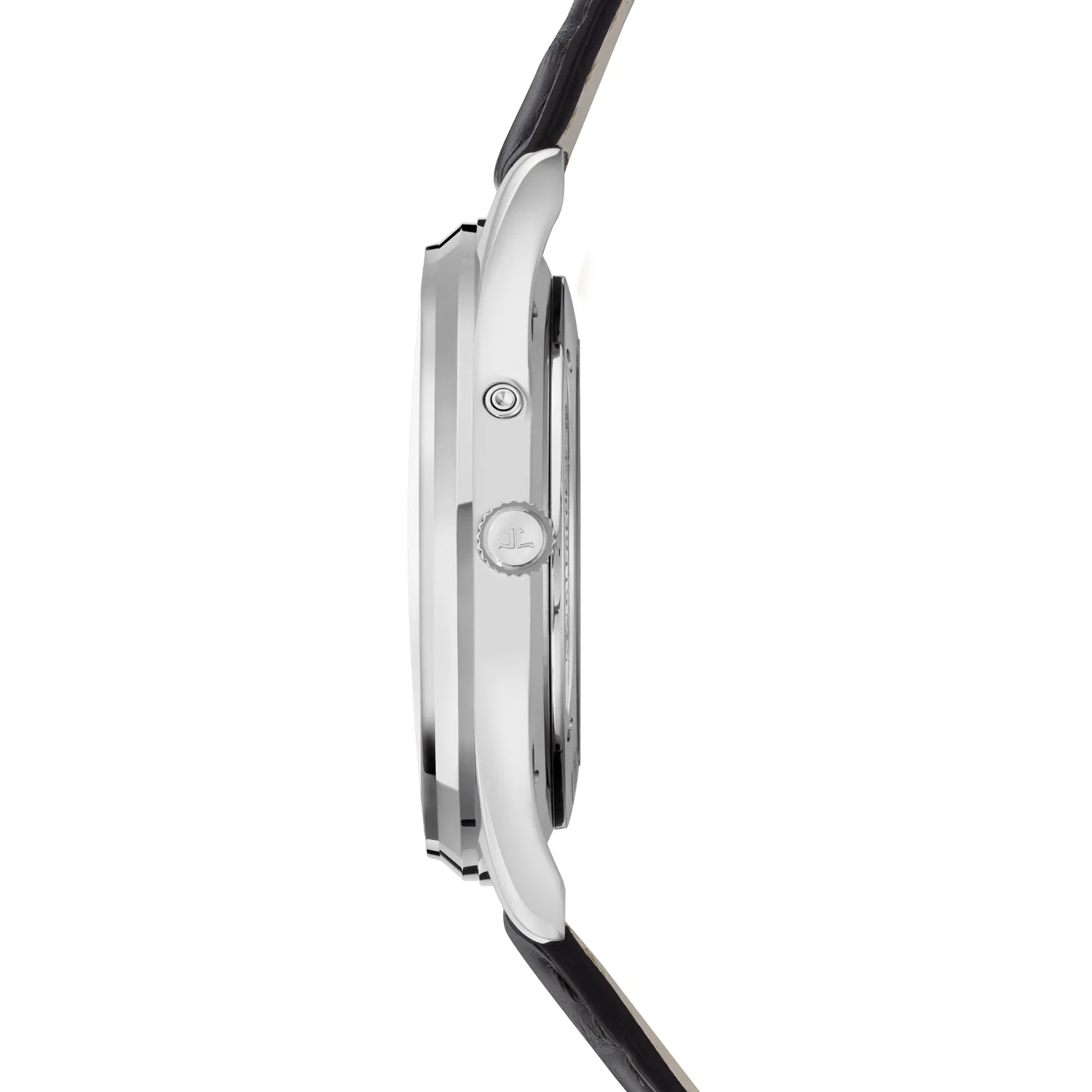 Montre MASTER ULTRA THIN Réserve de Marche Bracelet crocodile noir, Boucle déployante, Cadran argenté