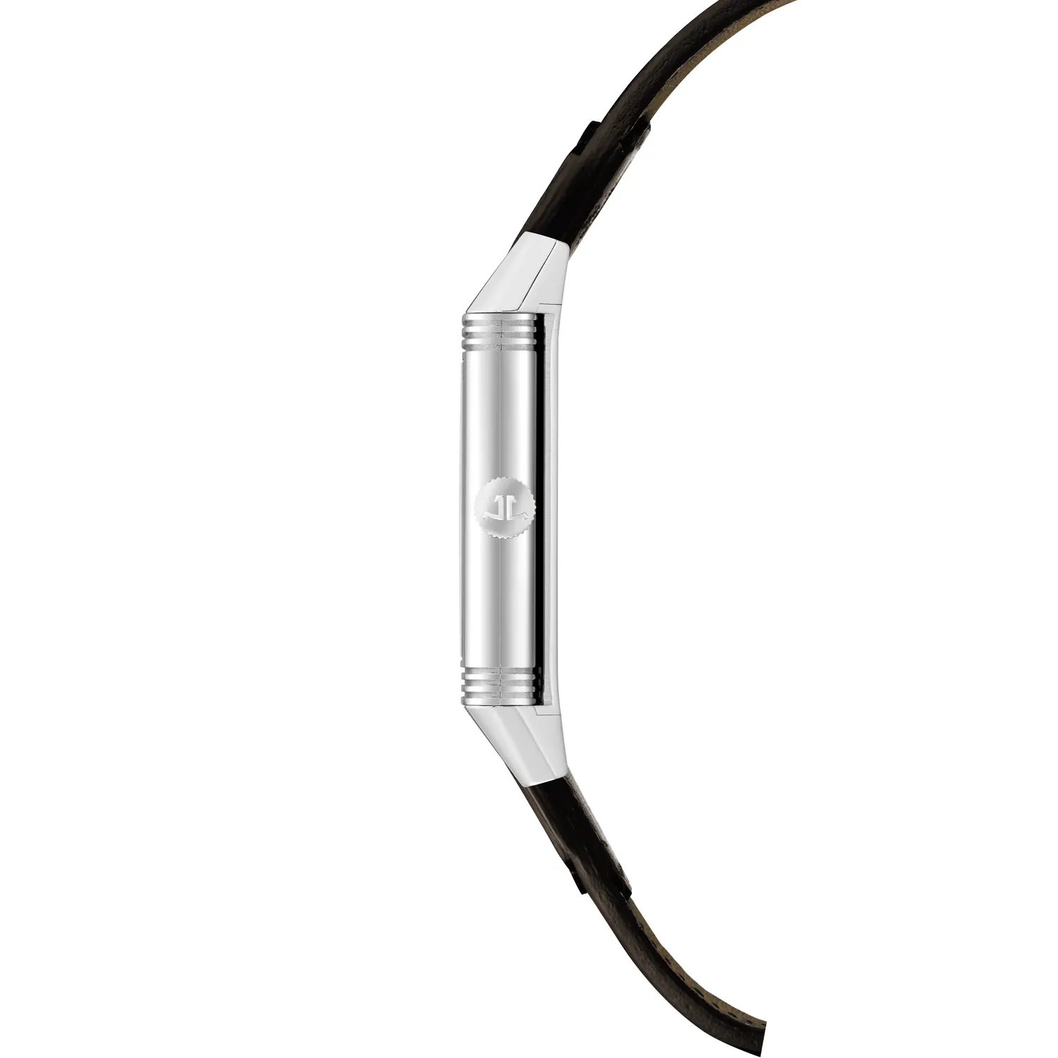 Montre REVERSO CLASSIC Medium Small Second Bracelet veau brun Fagliano, Boucle ardillon, Cadran argenté guilloché et brossé vertical
