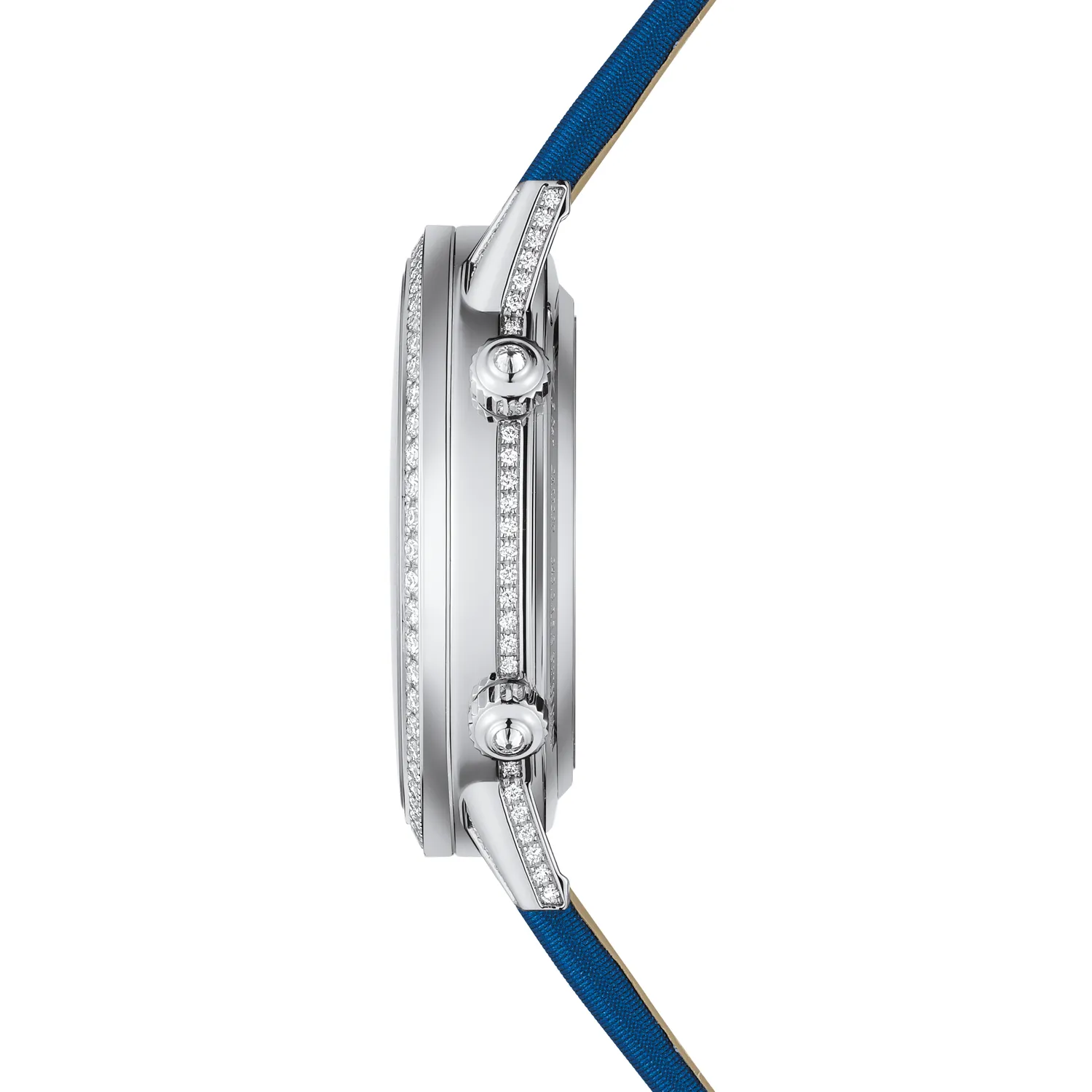 Montre RENDEZ-VOUS Moon Bracelet satin bleu, Boucle déployante or gris, Cadran nacre