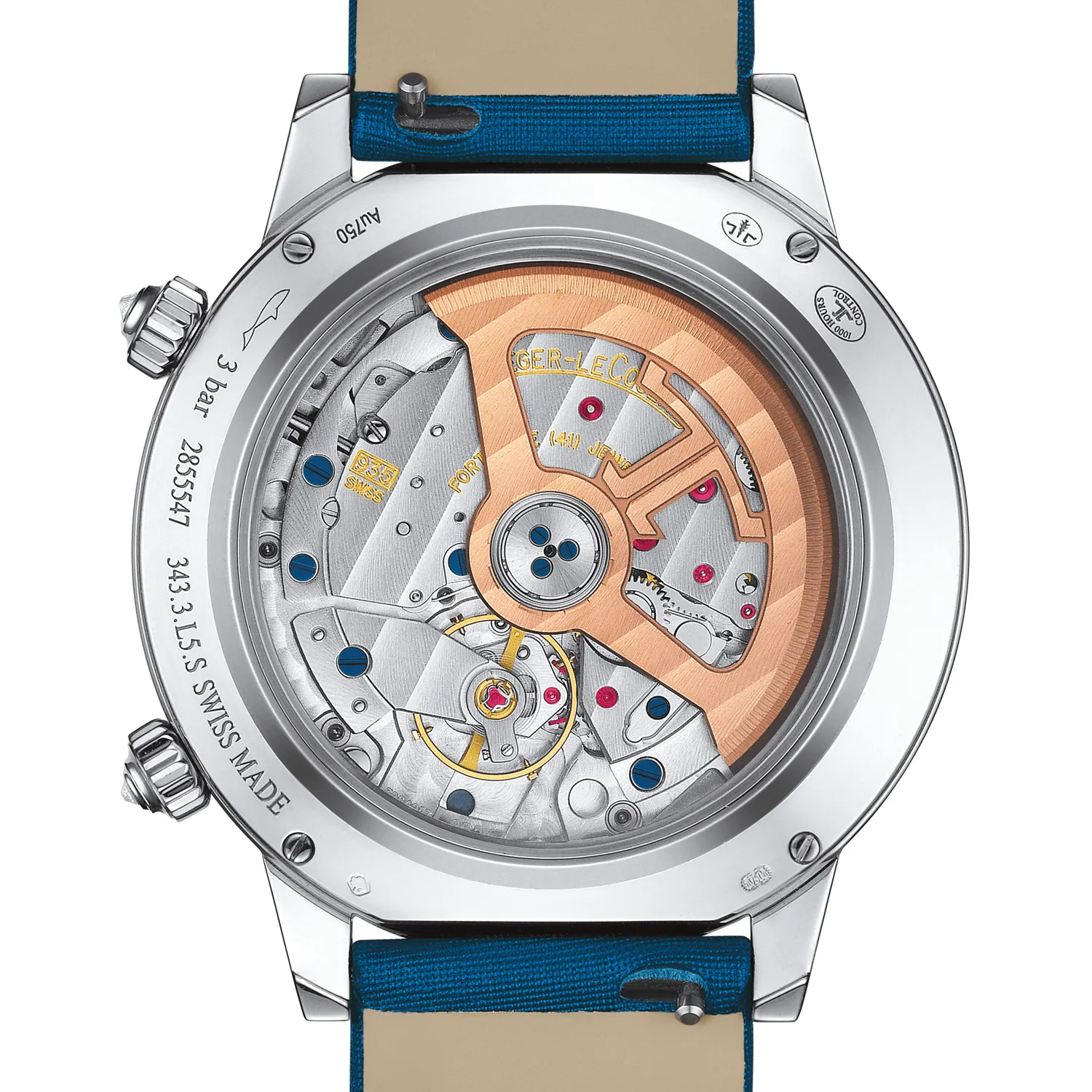 Montre RENDEZ-VOUS Moon Bracelet satin bleu, Boucle déployante or gris, Cadran nacre