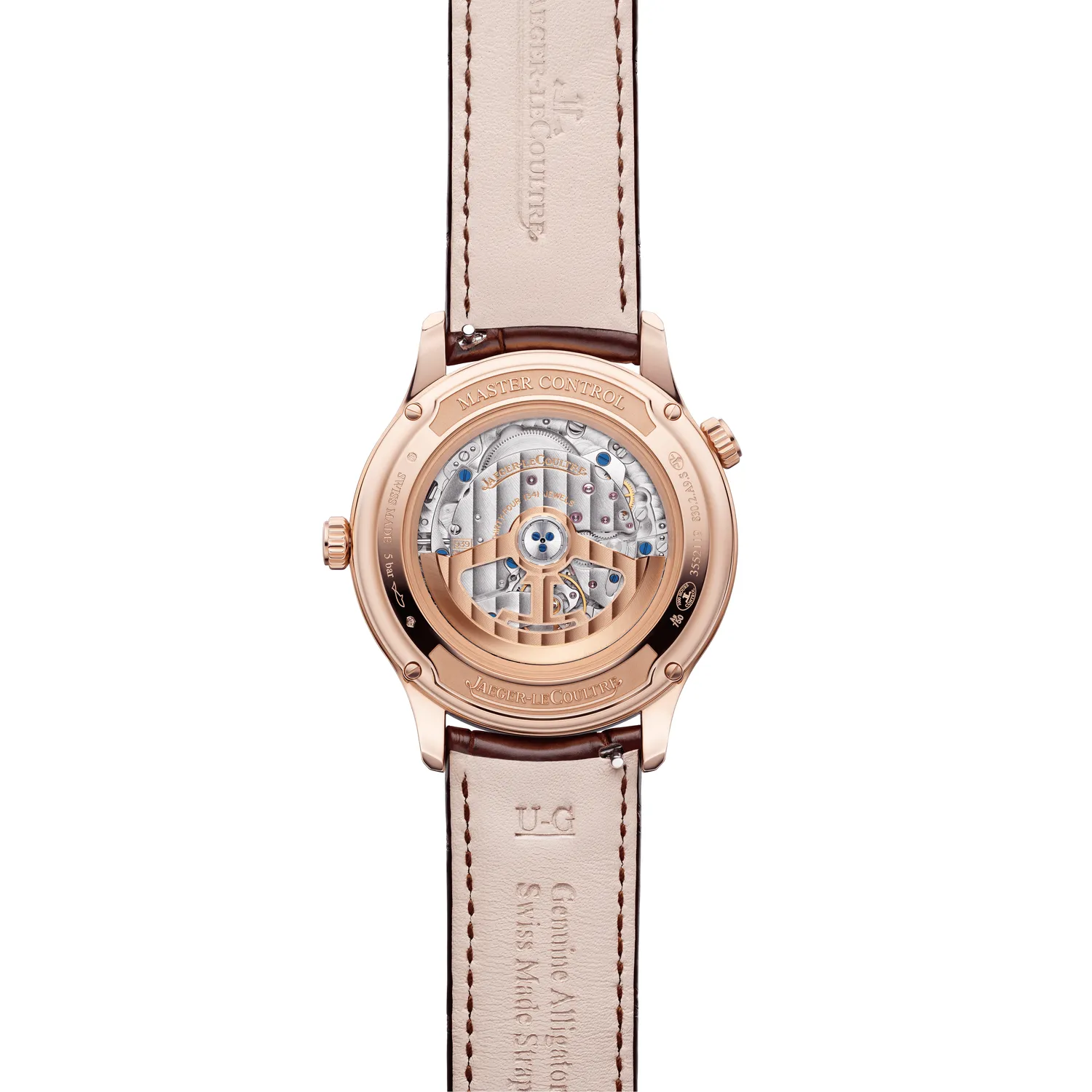 Montre MASTER CONTROL Geographic Bracelet alligator noir, Boucle ardillon or rose, Cadran argenté solleilé