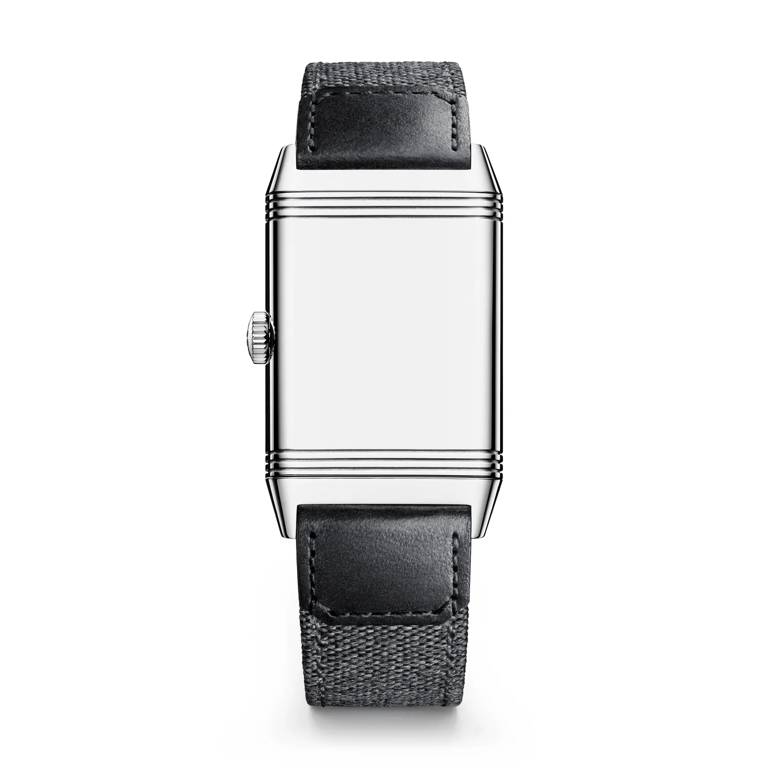 Montre REVERSO TRIBUTE Small Seconds, Bracelet veau noir Fagliano, Boucle déployante, Cadran opalin index et aiguilles noirs