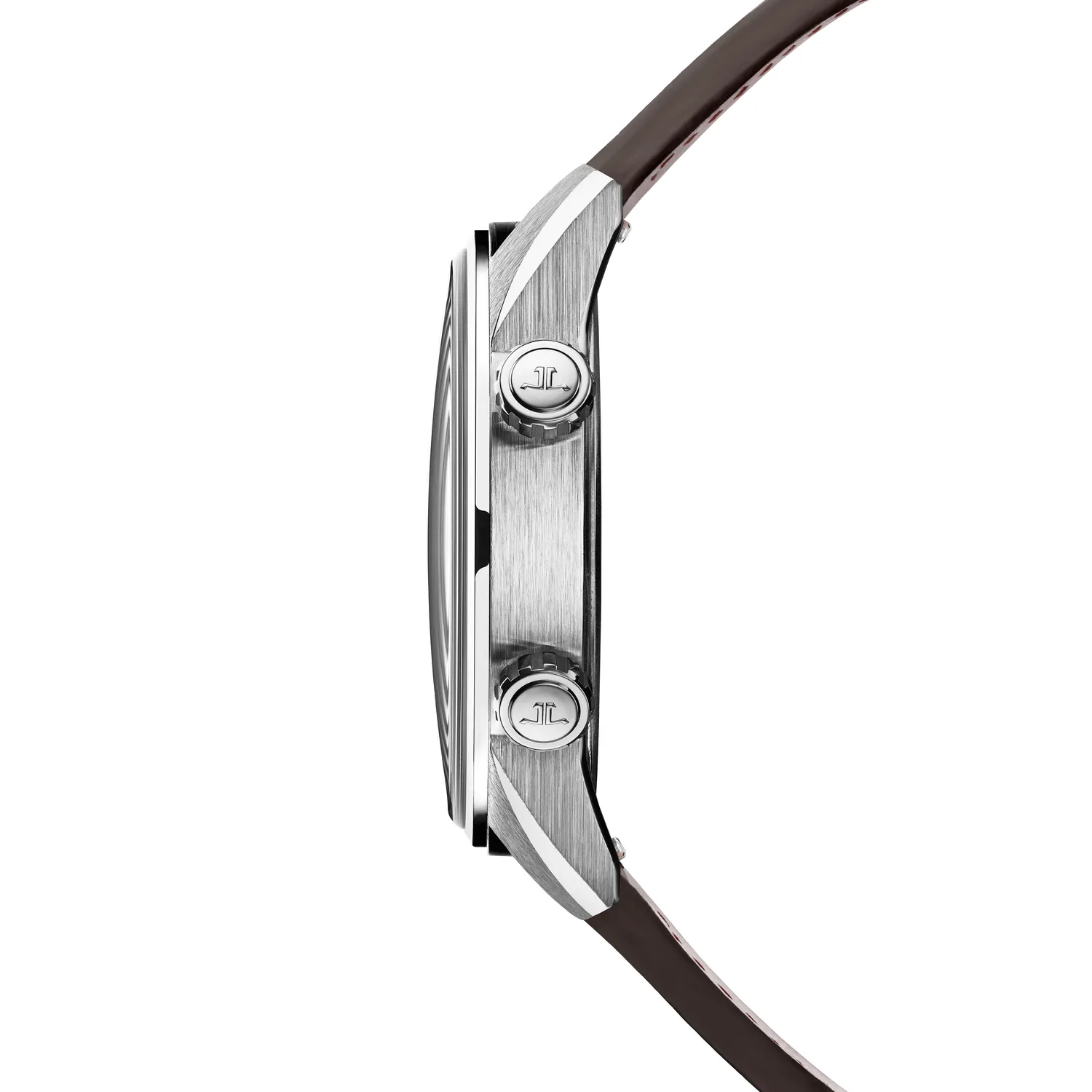 Montre POLARIS Automatic Bracelet veau marron, Boucle déployante, Cadran noir chiffres blancs