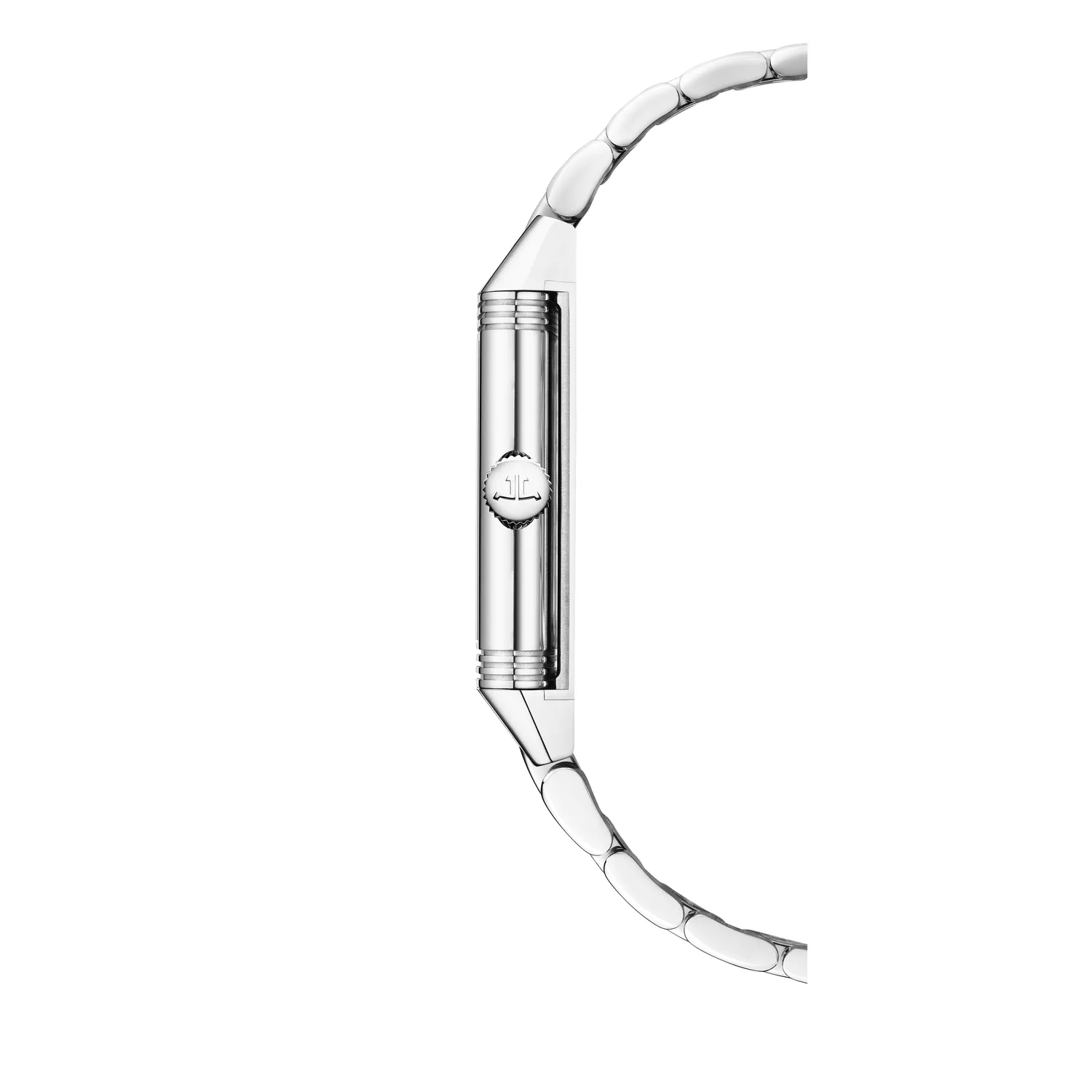 Montre REVERSO CLASSIC Medium Thin Bracelet acier, Cadran argenté chiffres décalqués noirs