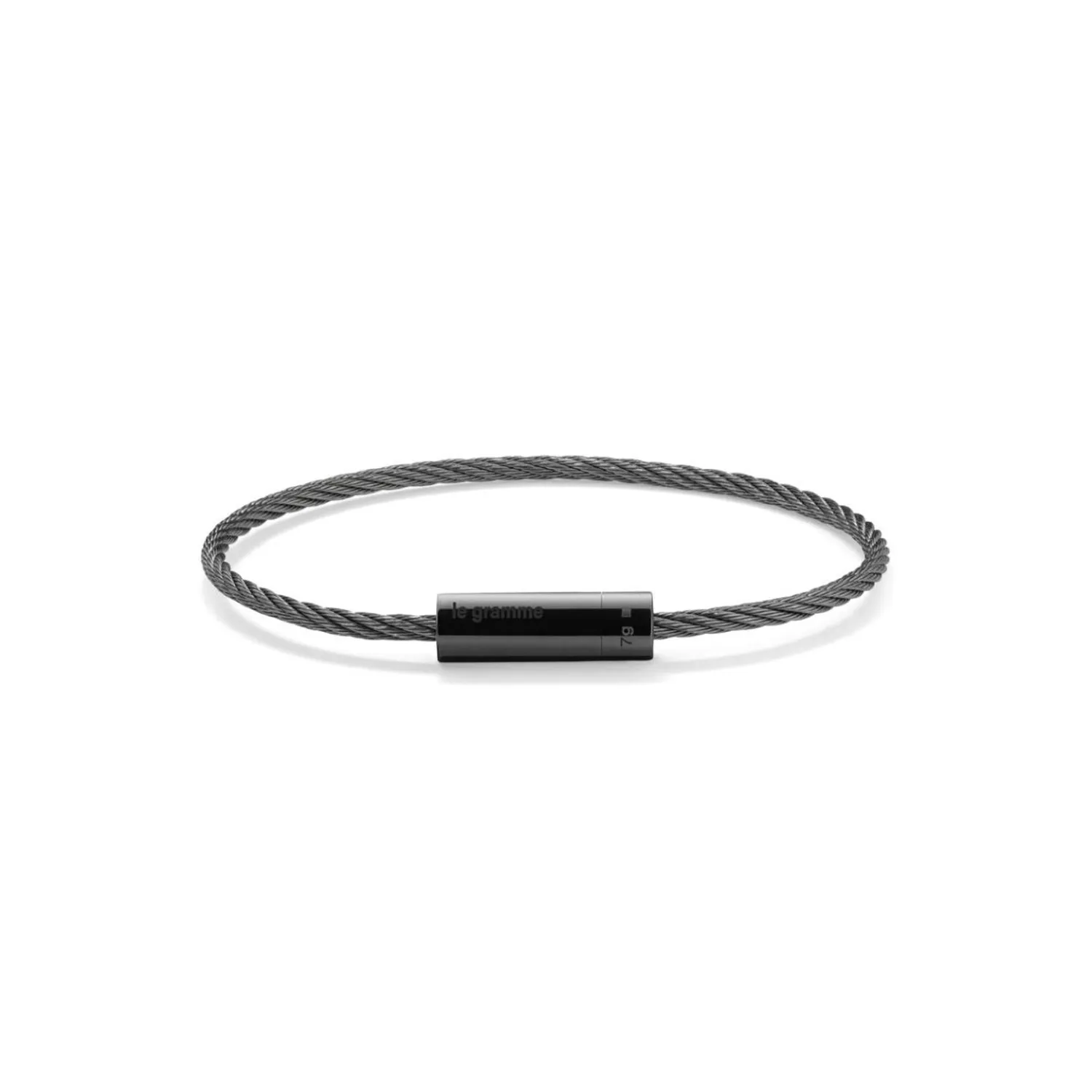 Bracelet le gramme Câble en céramique noire polie, 7 grammes