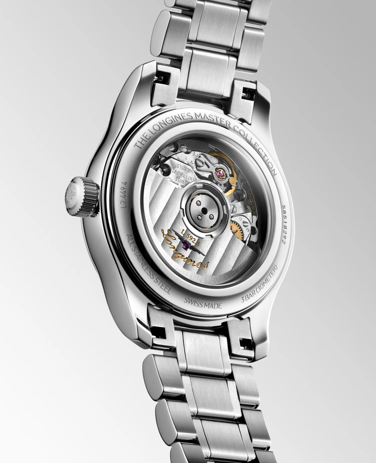 Montre LONGINES MASTER COLLECTION, Bracelet acier, Cadran nacre blanche index diamants
