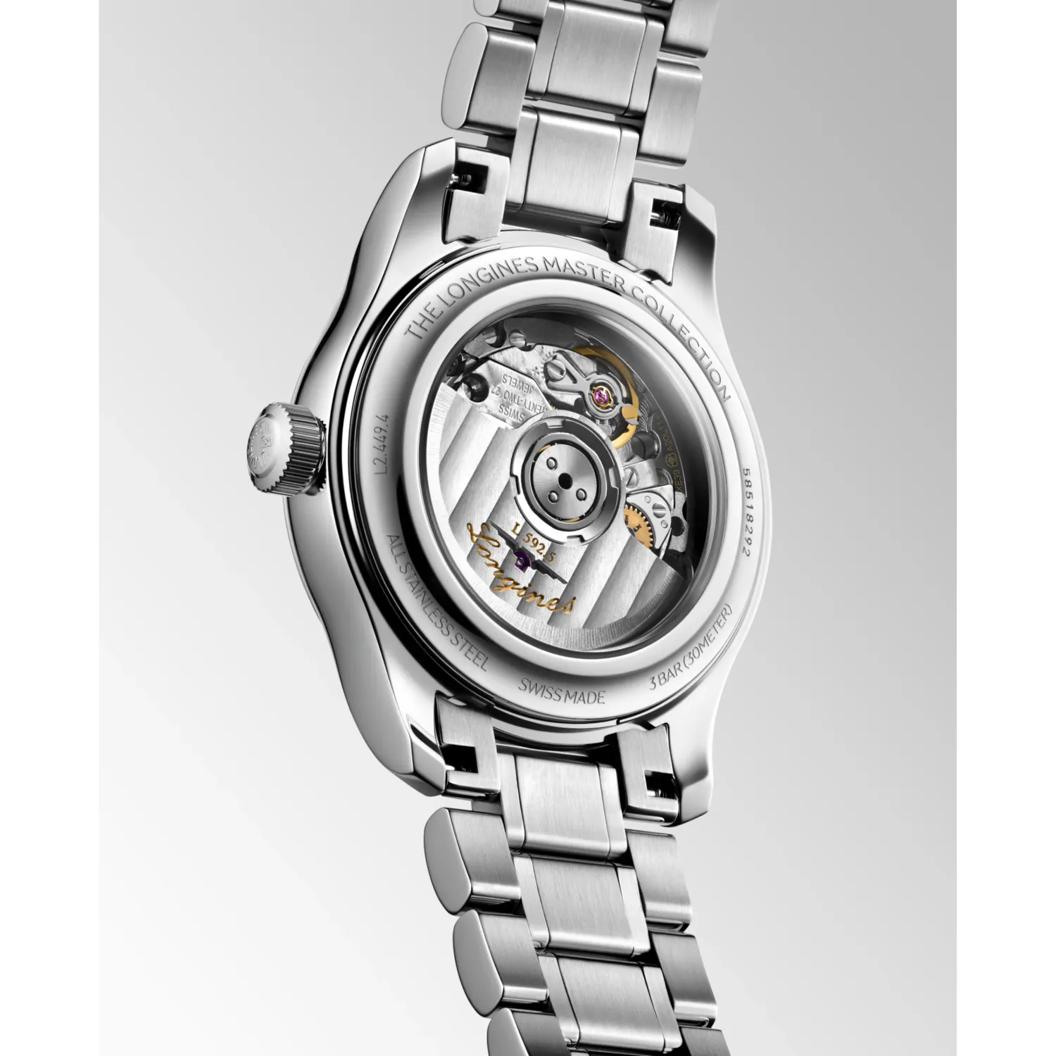 Montre LONGINES MASTER COLLECTION, Bracelet acier, Cadran bleu givré index diamants