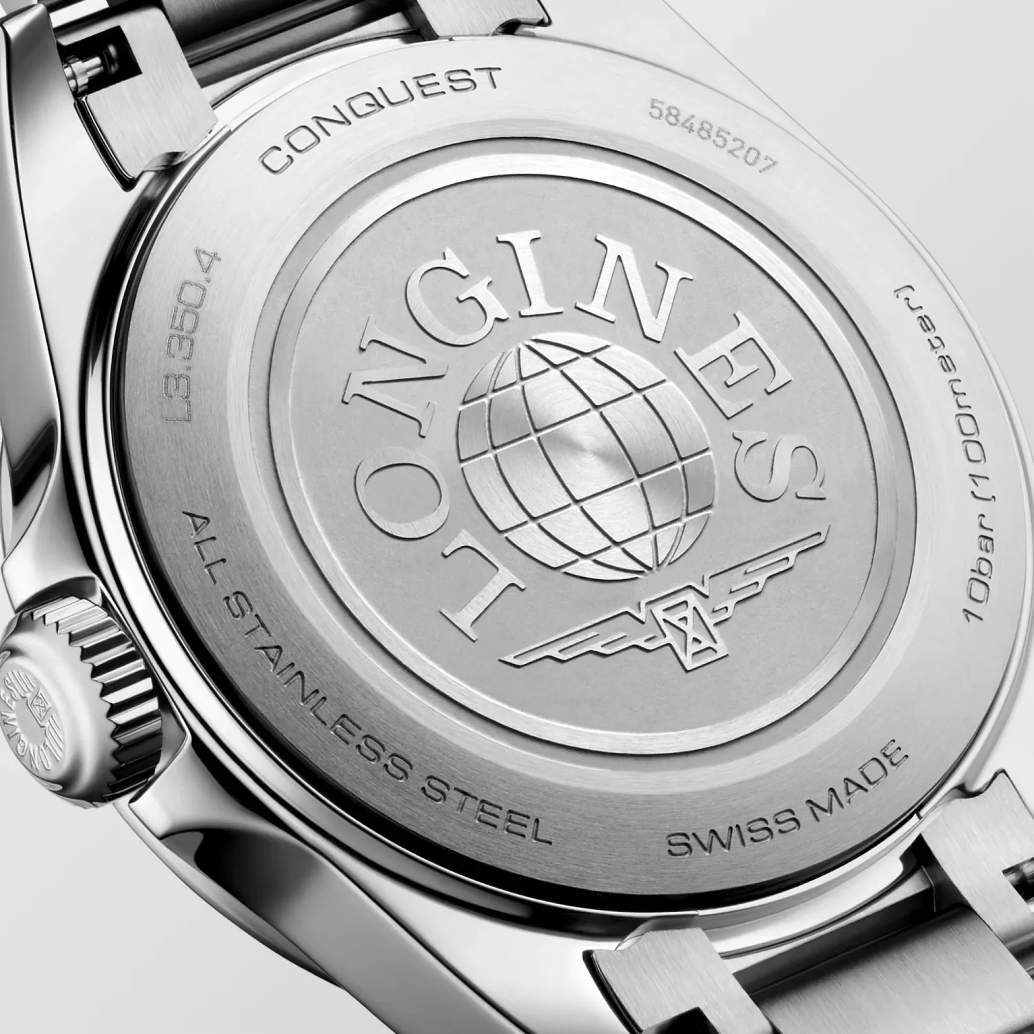 Montre CONQUEST Quartz, Bracelet acier, Cadran bleu menthe sablé index