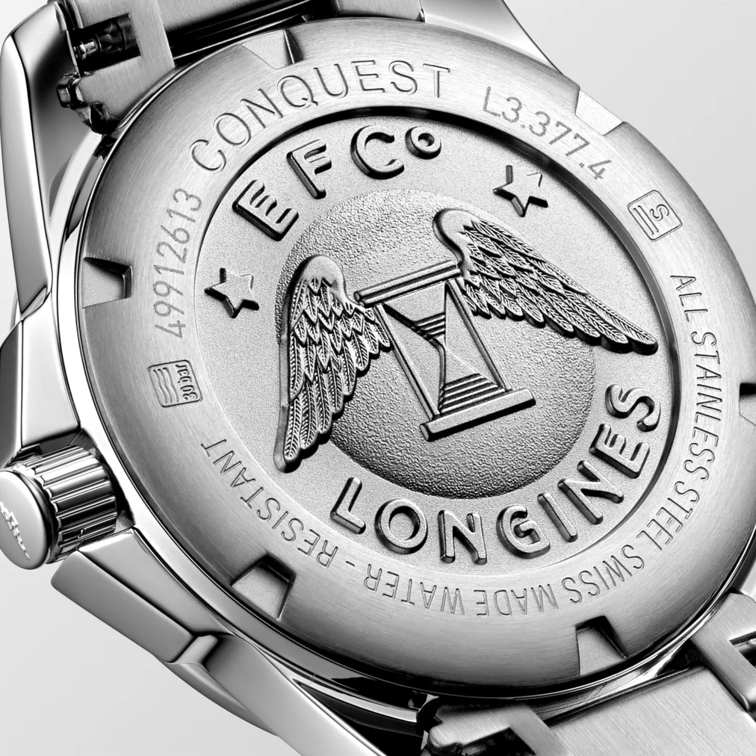 Montre CONQUEST Quartz, Bracelet acier, Cadran argenté soleillé
