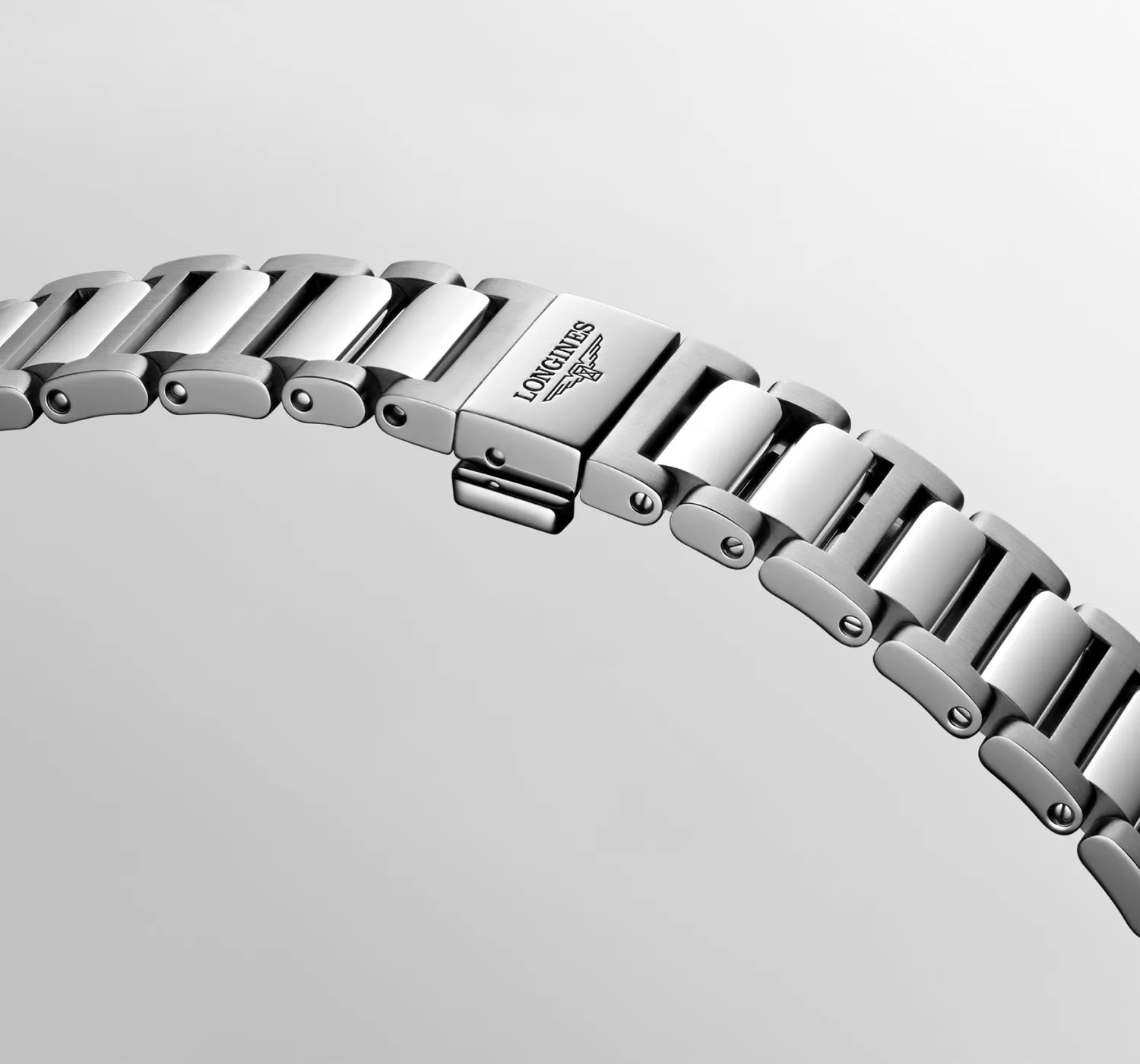 Montre CONQUEST lunette coiffée or rose, Bracelet acier, Cadran violet soleillé