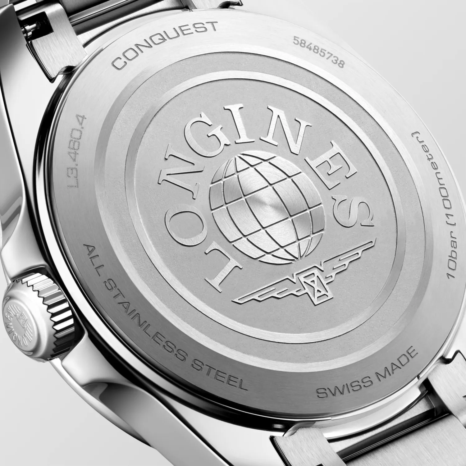 Montre CONQUEST Quartz, Bracelet acier, Cadran bleu menthe sablé index