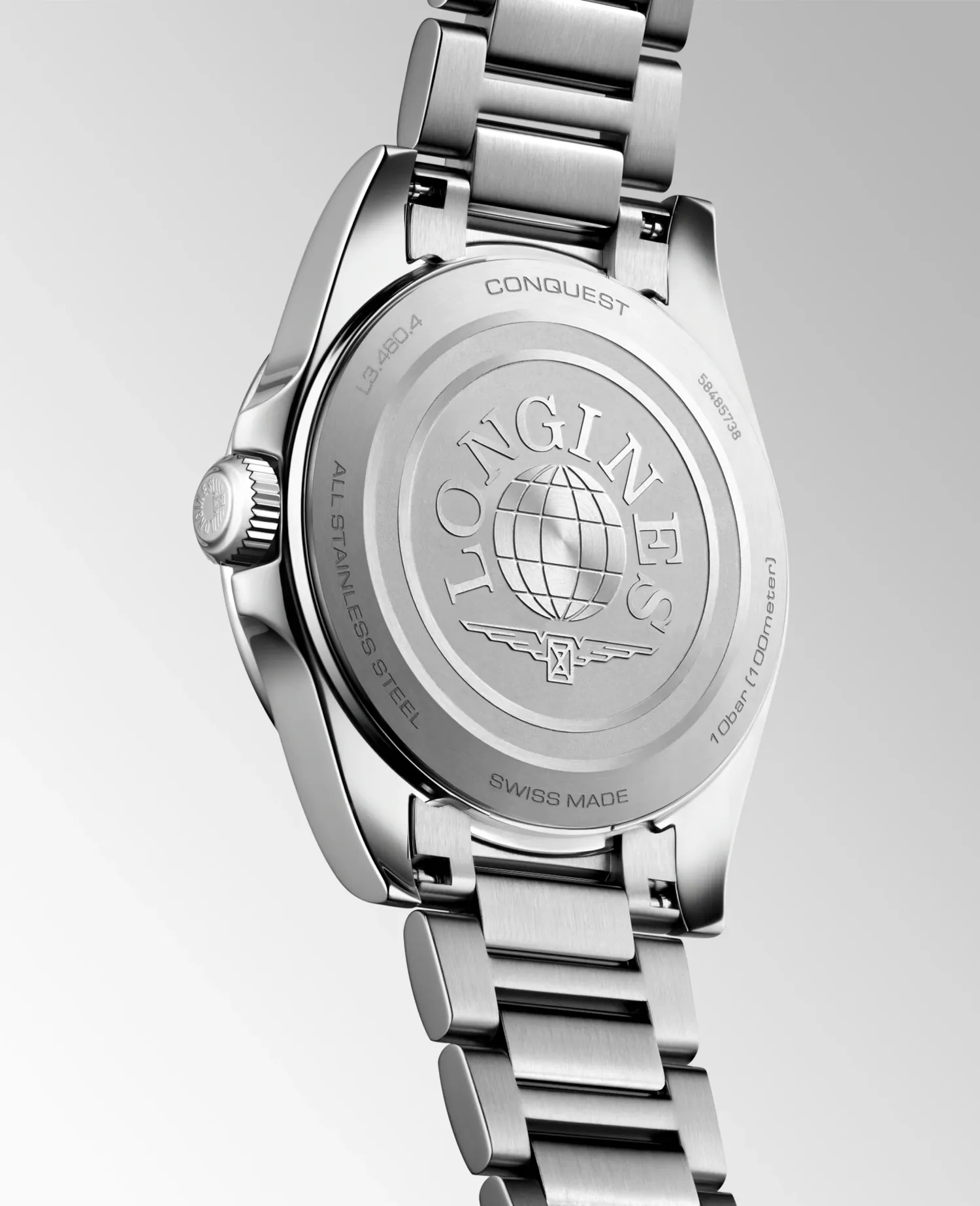 Montre CONQUEST Quartz, Bracelet acier, Cadran bleu menthe sablé index