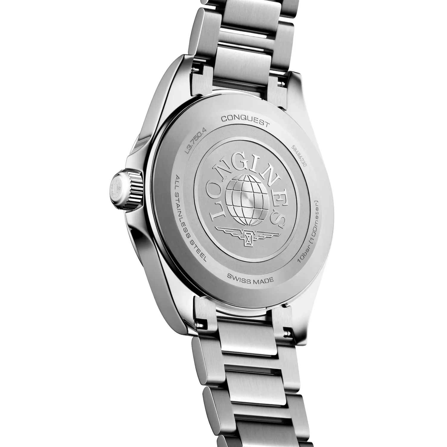 Montre CONQUEST Quartz, Bracelet acier, Cadran blanc sablé