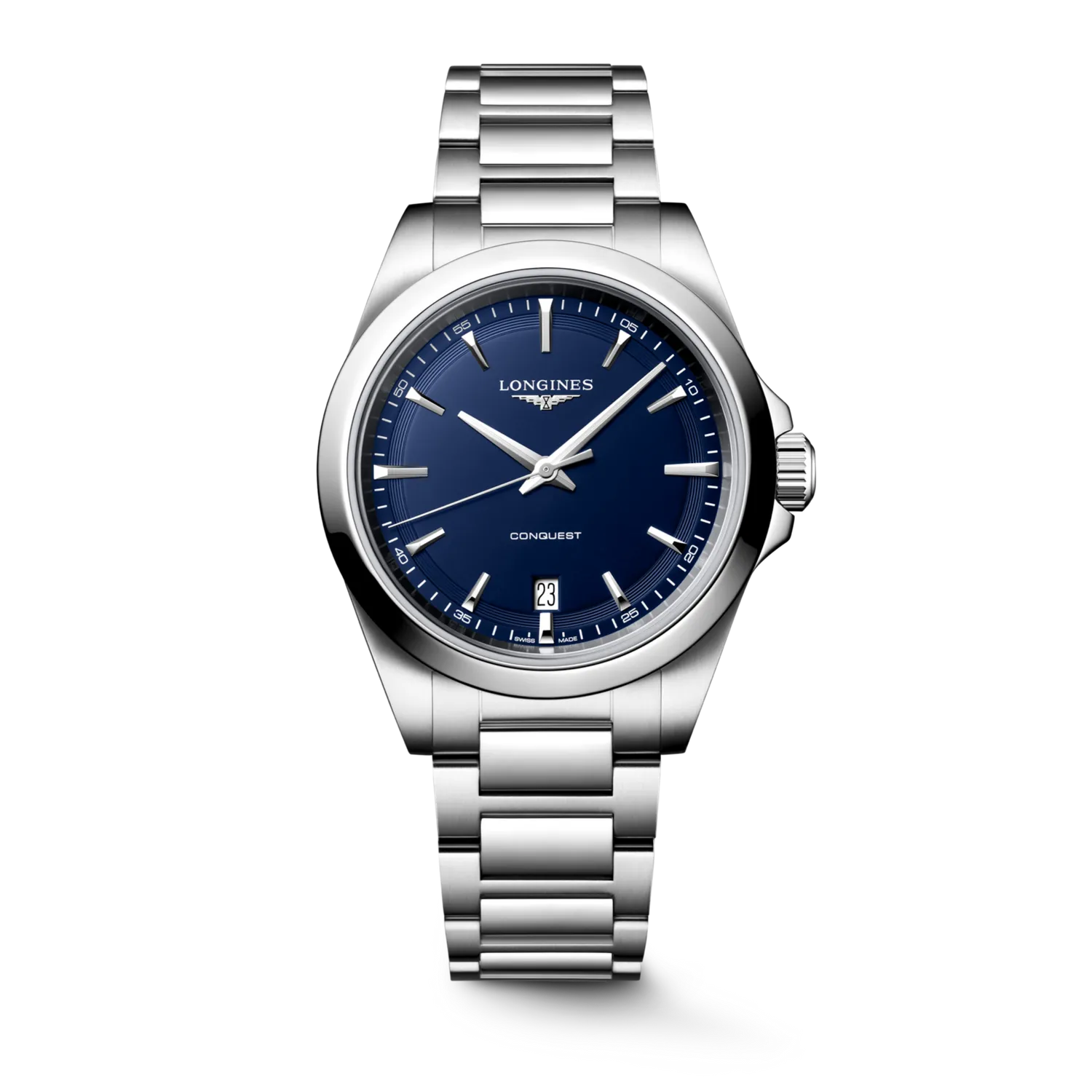 Montre CONQUEST Quartz, Bracelet acier, Cadran bleu sablé