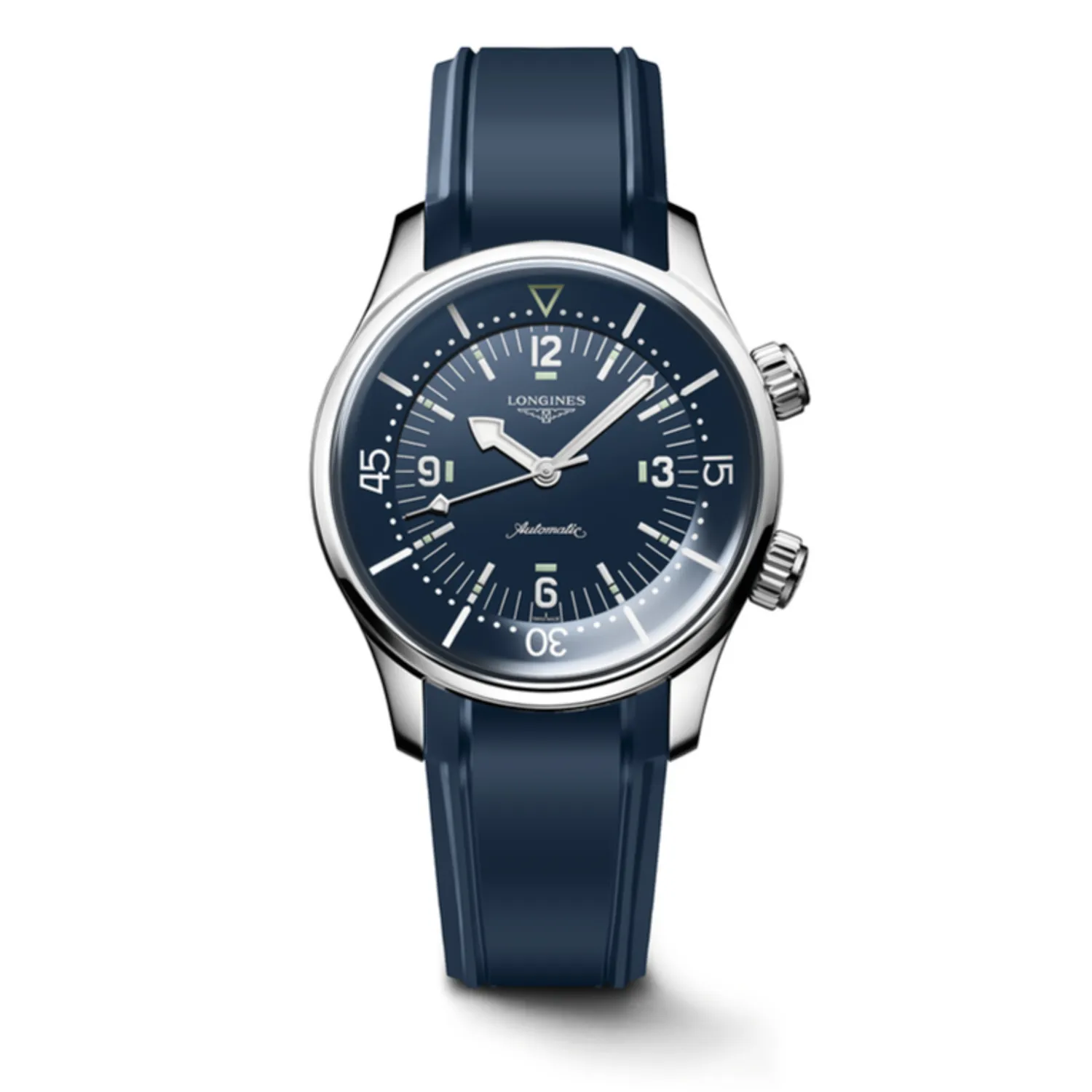 Montre LONGINES LEGEND DIVER, Bracelet caoutchouc bleu, Boucle ardillon, Cadran bleu laqué