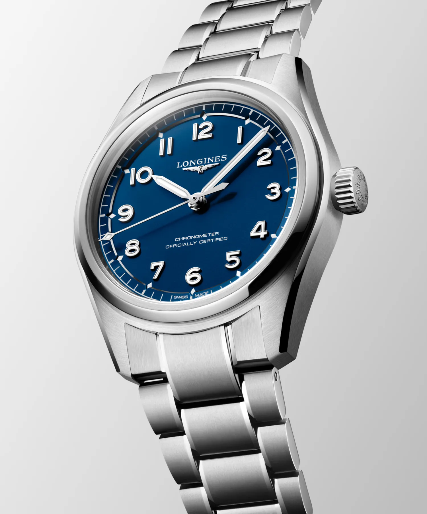 Montre LONGINES SPIRIT PILOT, Bracelet acier, Cadran bleu mat chiffres arabes