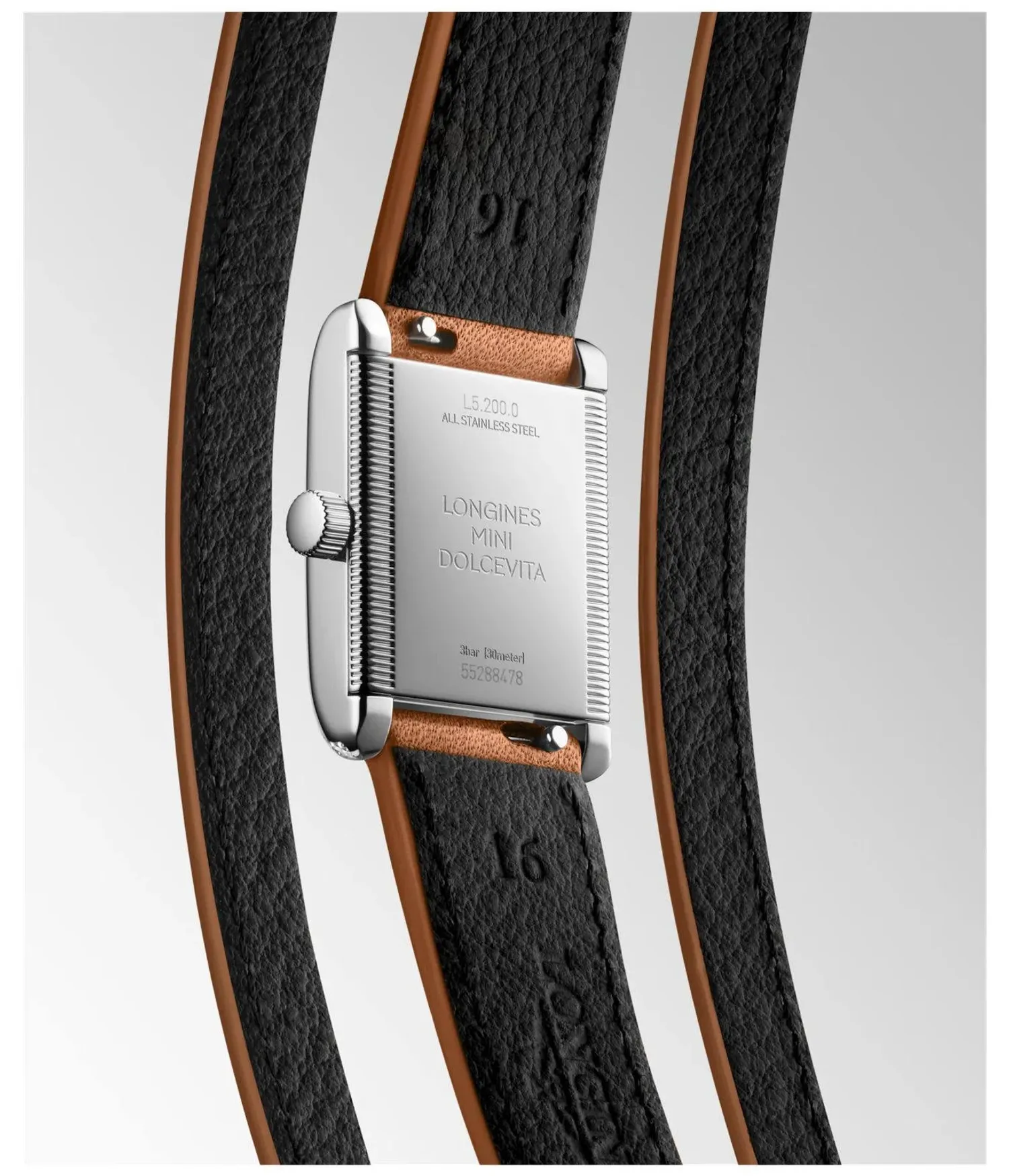 Montre Longines Mini DolceVita Sertie Diamants Bracelet Cuir Brun