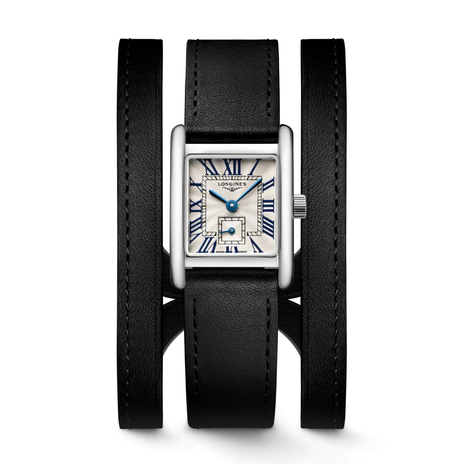 Montre MINI DOLCEVITA Bracelet veau noir double tour interchangeable, Boucle ardillon, Cadran argenté flinqué