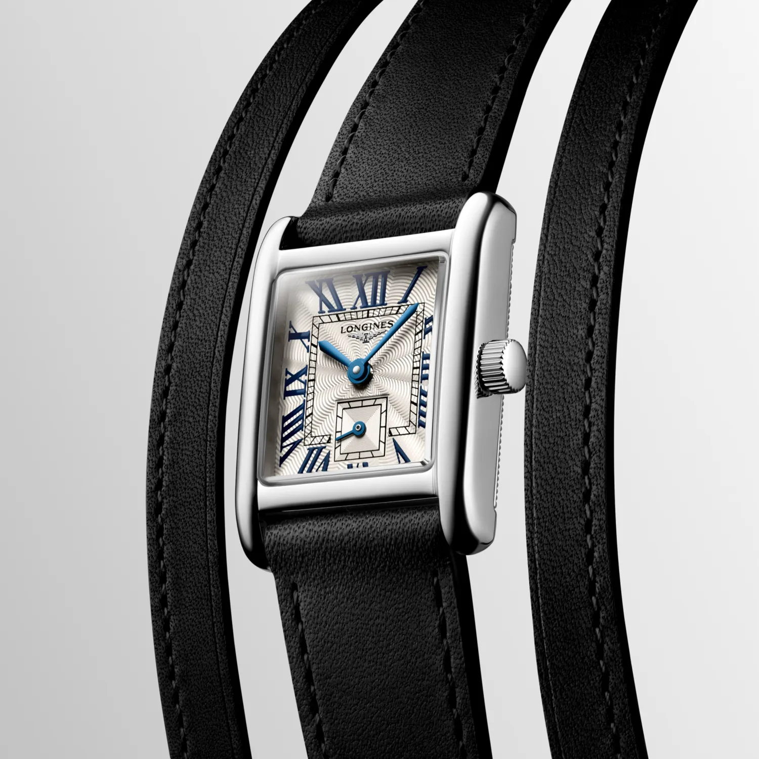 Montre MINI DOLCEVITA Bracelet veau noir double tour interchangeable, Boucle ardillon, Cadran argenté flinqué