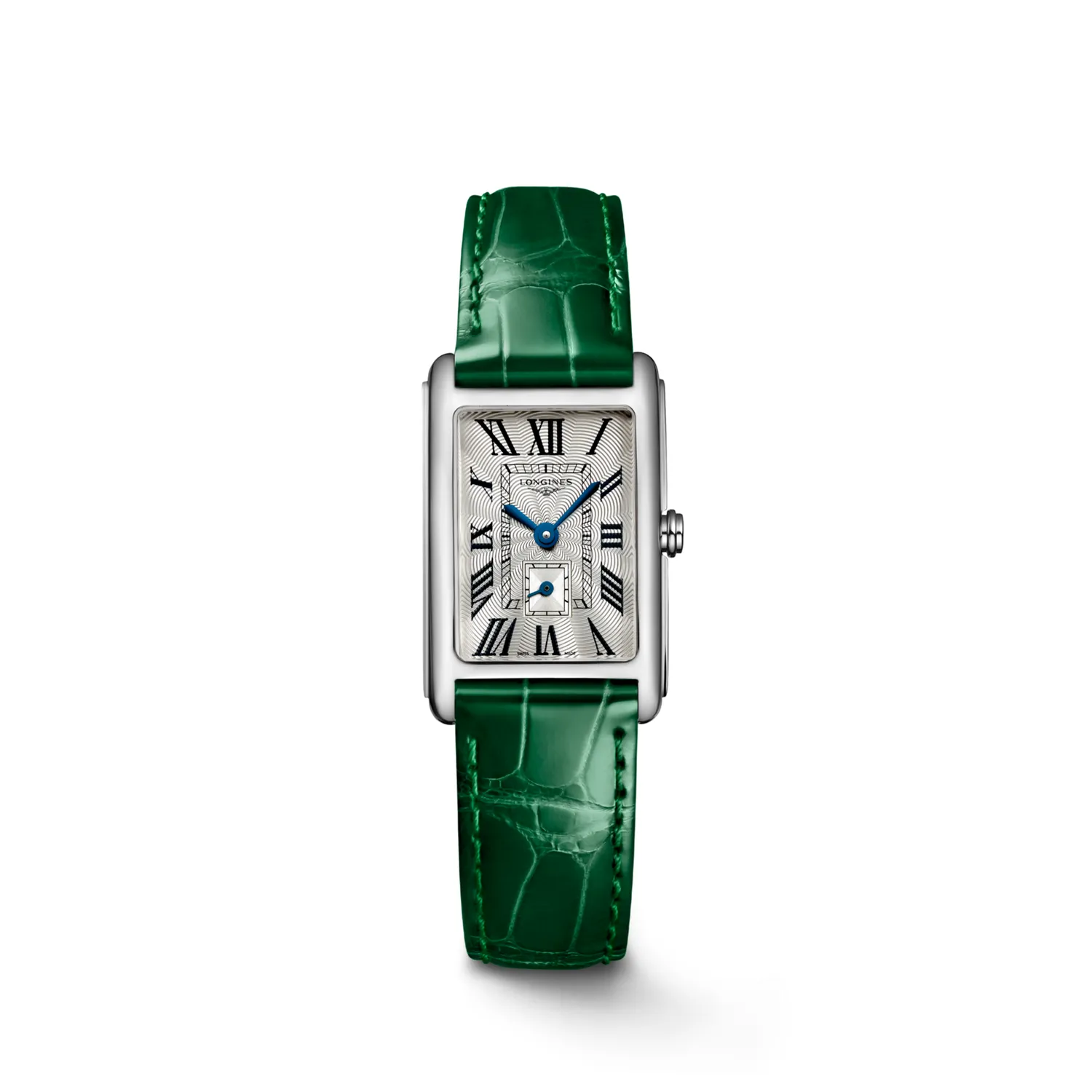 Montre LONGINES DOLCEVITA Bracelet alligator vert interchangeable, Boucle ardillon, Cadran argenté flinqué