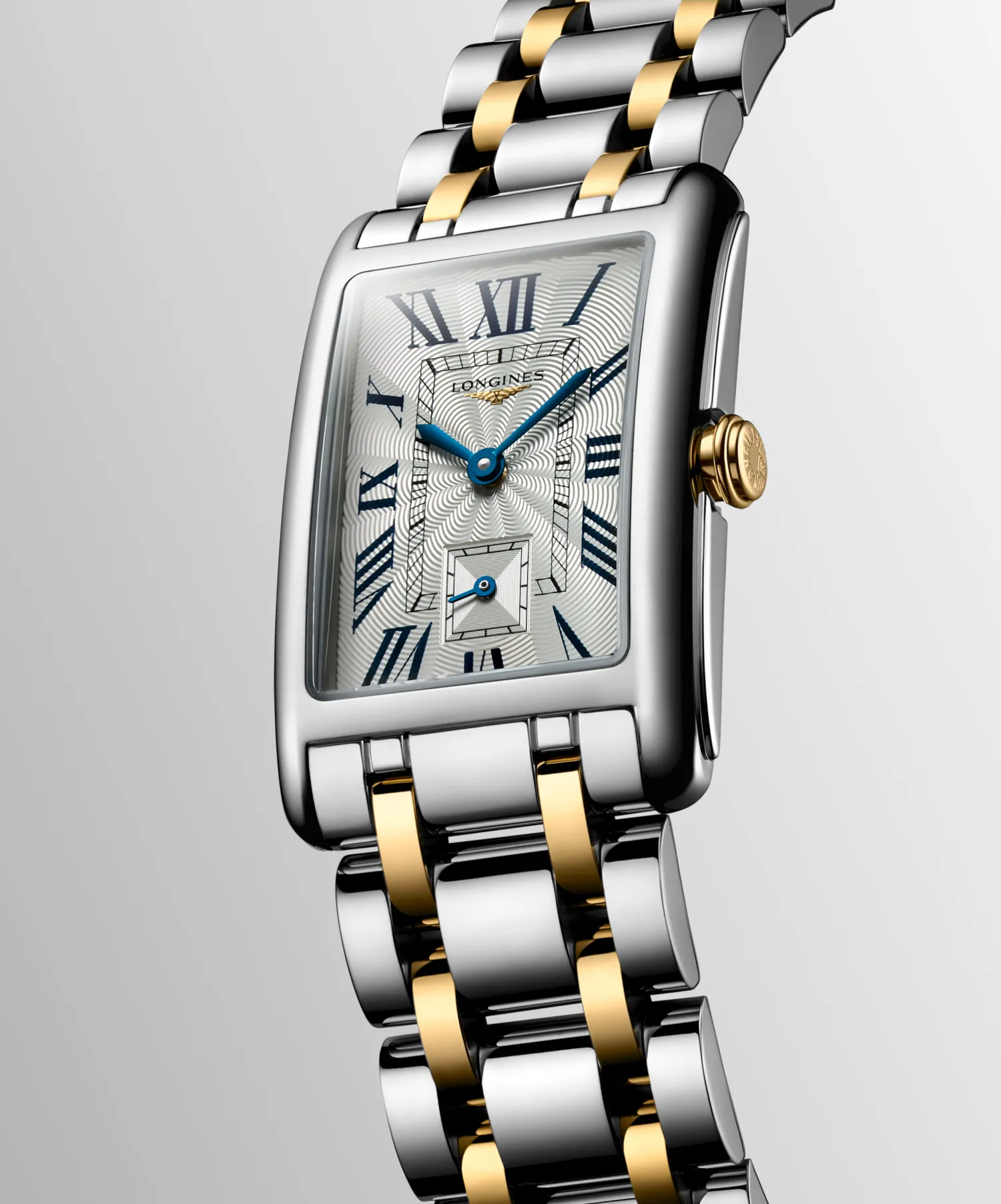 Montre LONGINES DOLCEVITA, Bracelet acier et coiffe or jaune, Cadran argenté "flinqué"