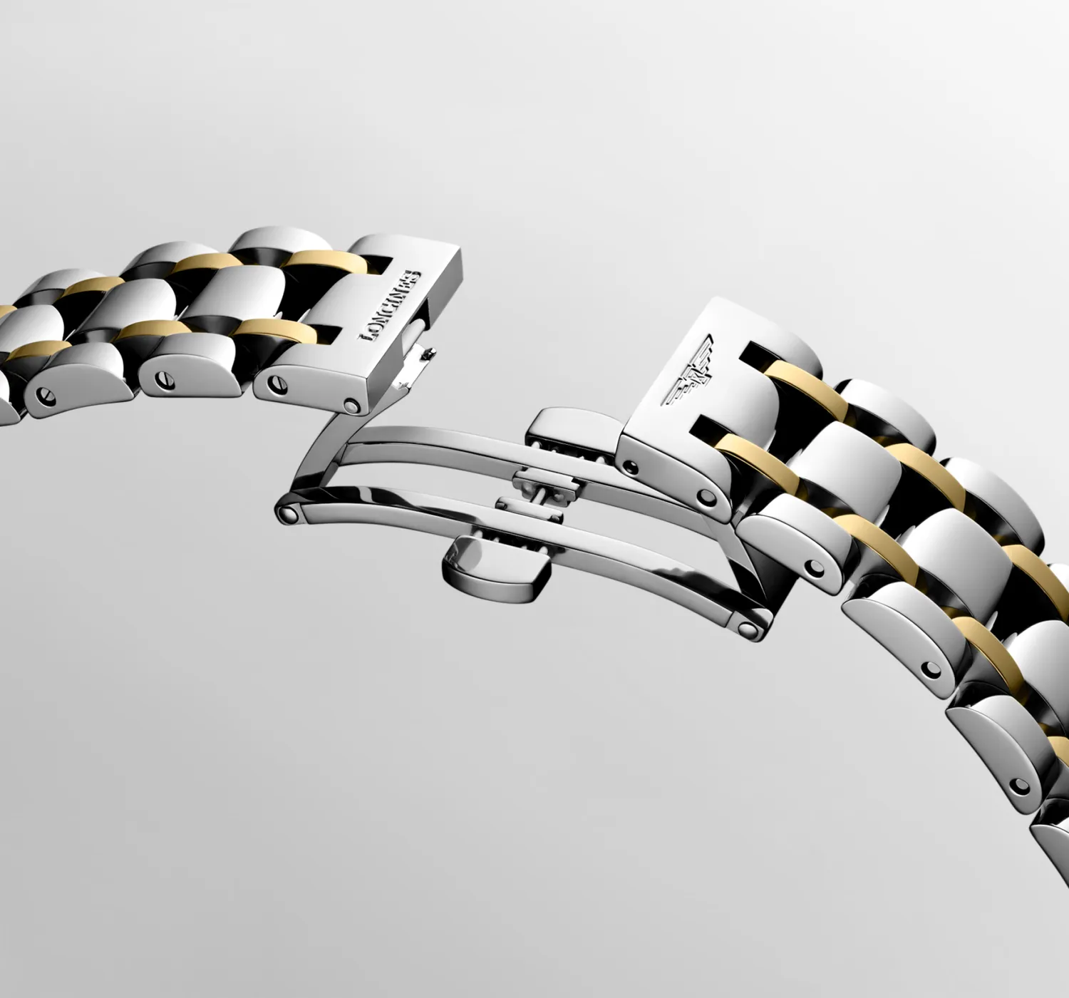 Montre LONGINES DOLCEVITA, Bracelet acier et coiffe or jaune, Cadran argenté "flinqué"