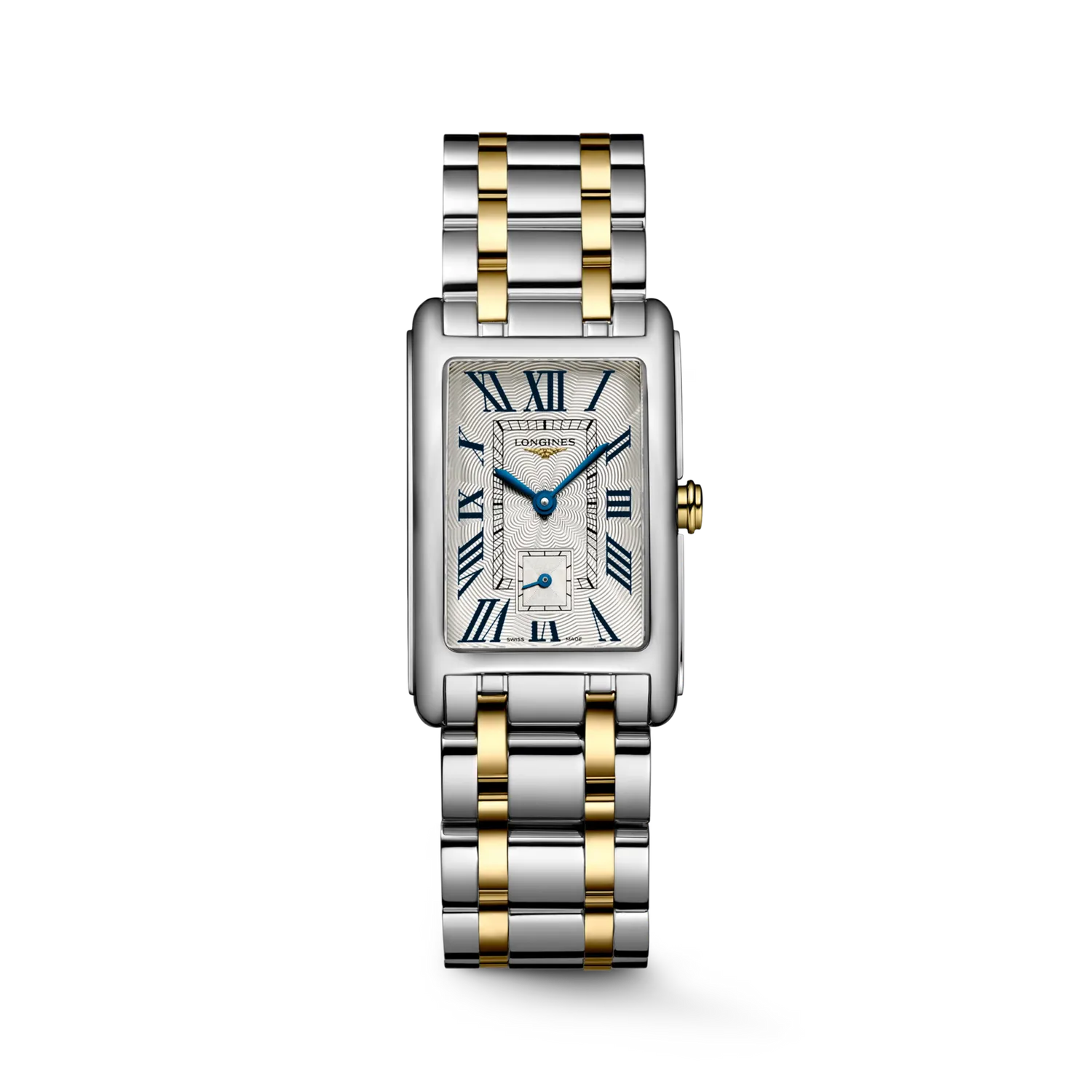 Montre LONGINES DOLCEVITA, Bracelet acier et coiffe or jaune, Cadran argenté "flinqué"