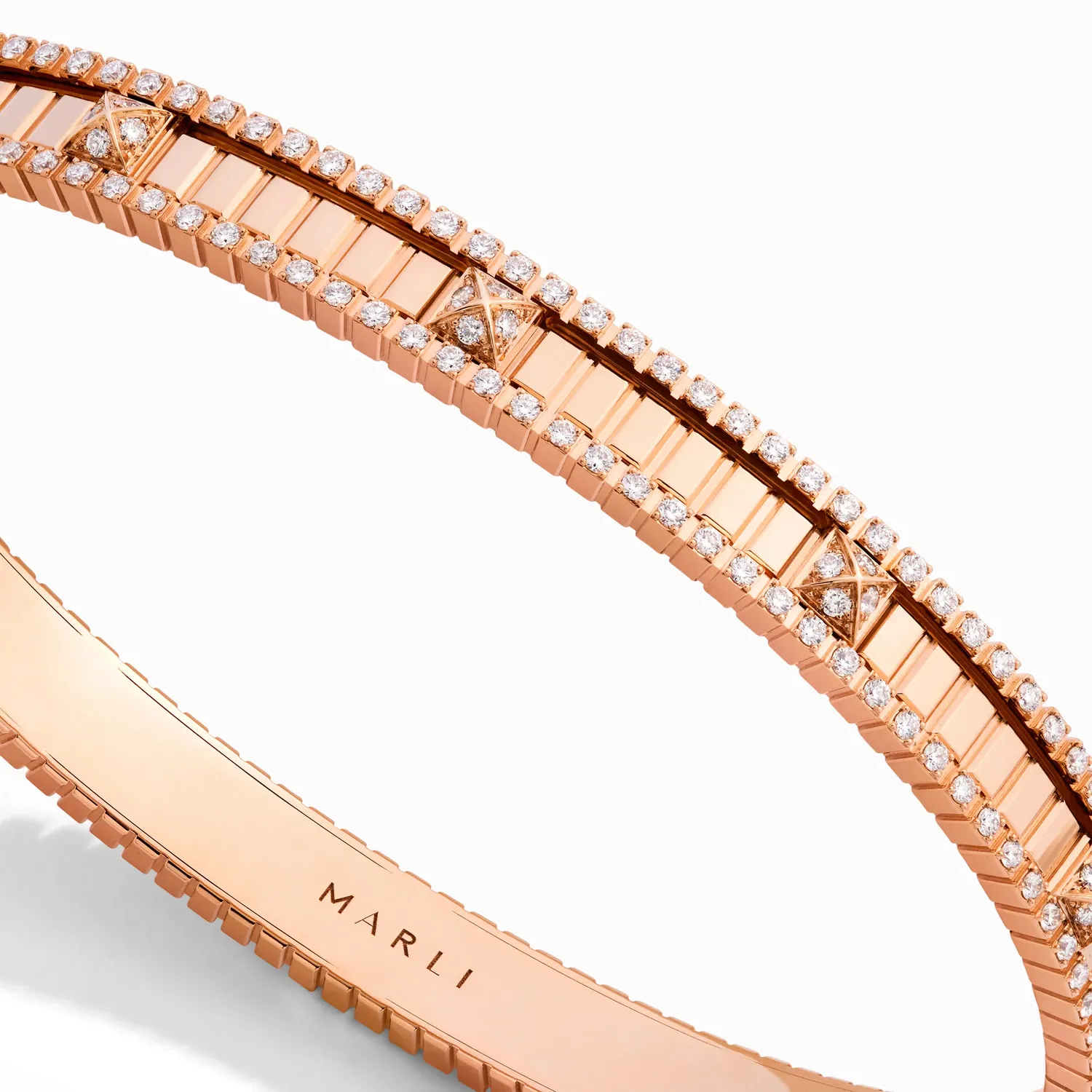 Bracelet jonc Marli New York LIFE or rose, diamants