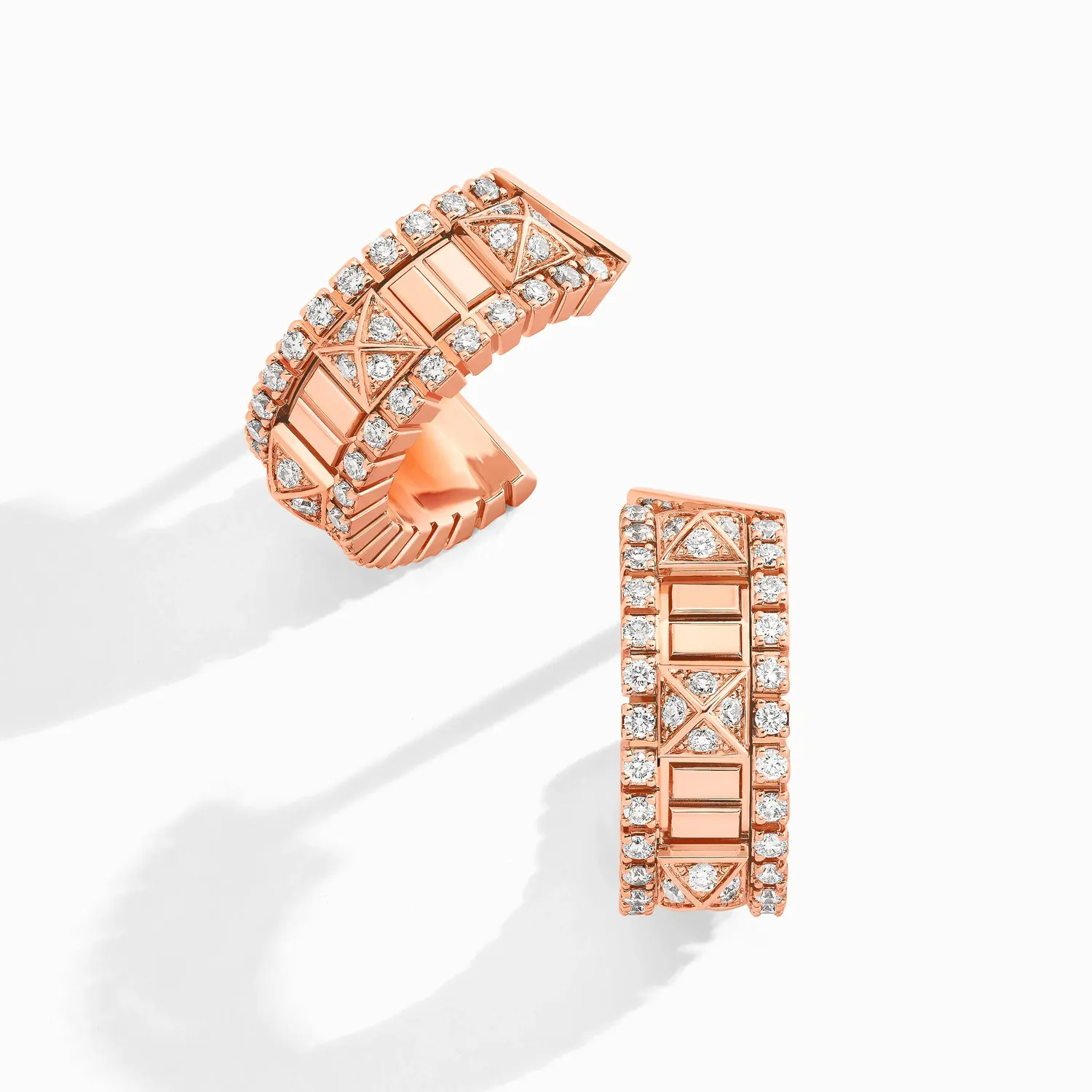 Mini Créoles Marli New York LIFE, or rose, diamants