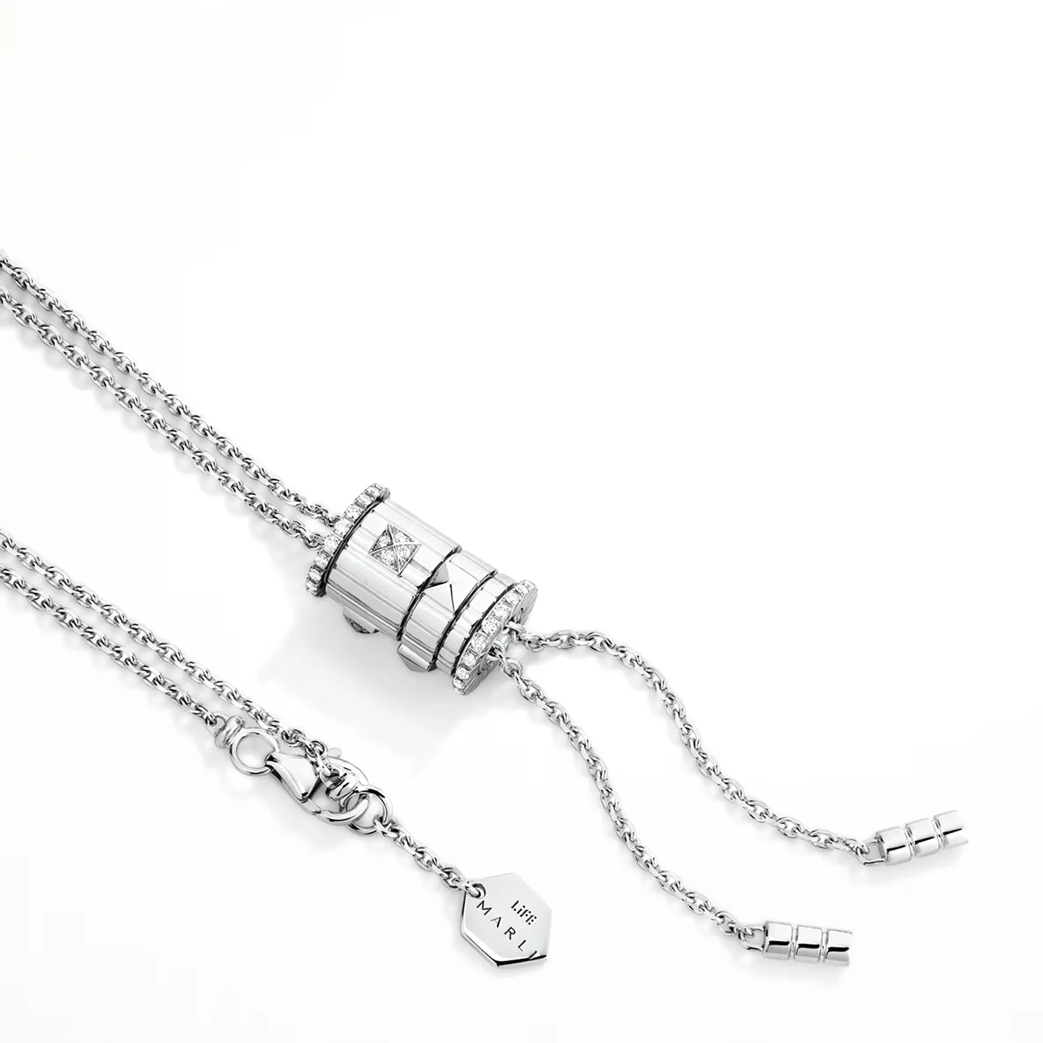 Collier cravate Marli New York LIFE, or blanc, diamants