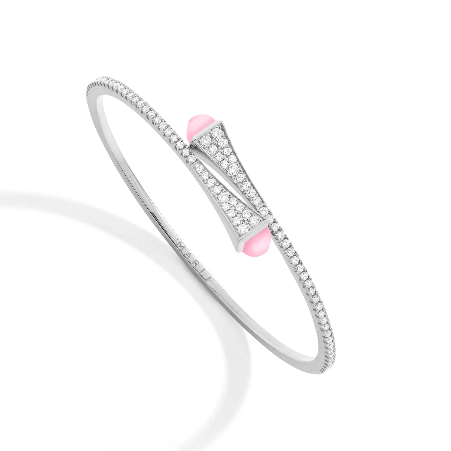 Bracelet Marli New York Cleo en Or blanc avec Quartz Rose