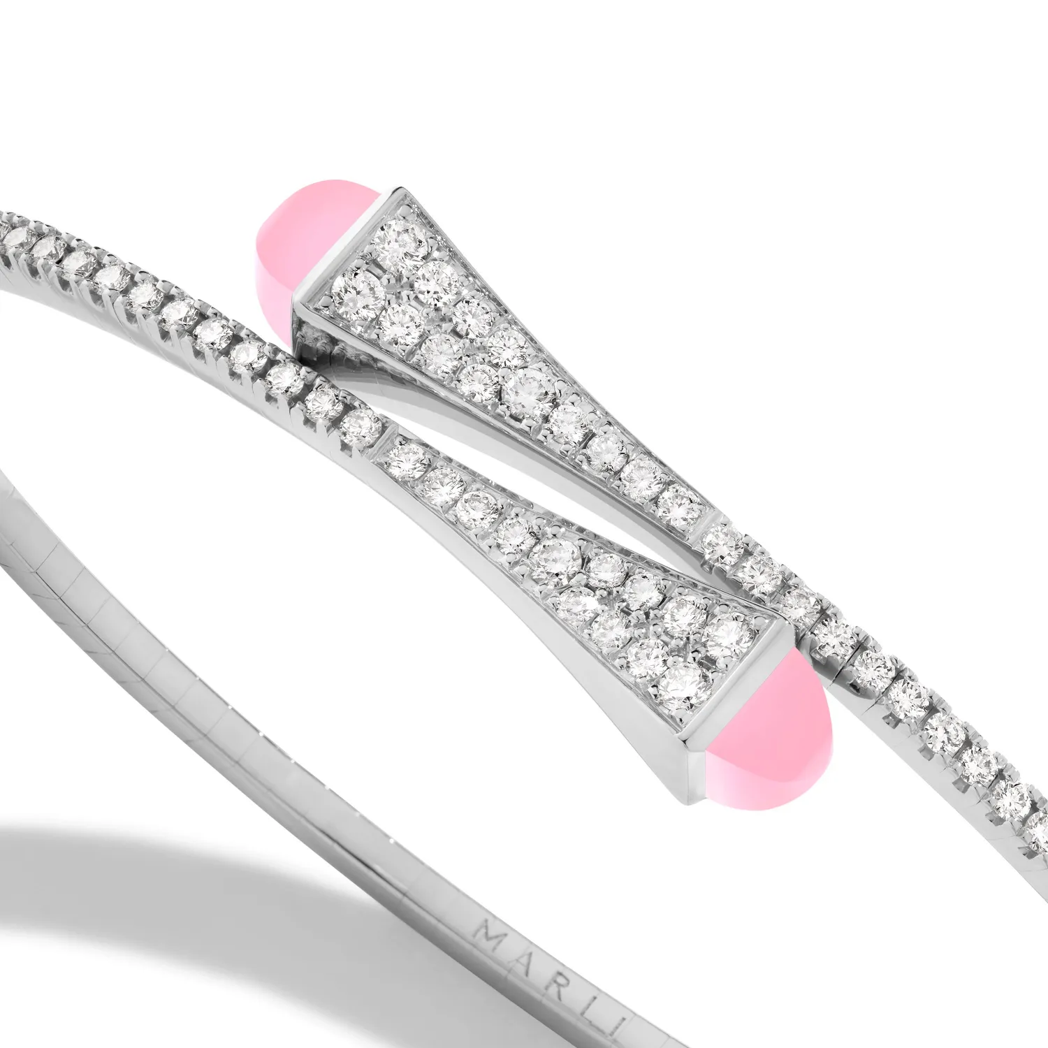 Bracelet Marli New York Cleo en Or blanc avec Quartz Rose