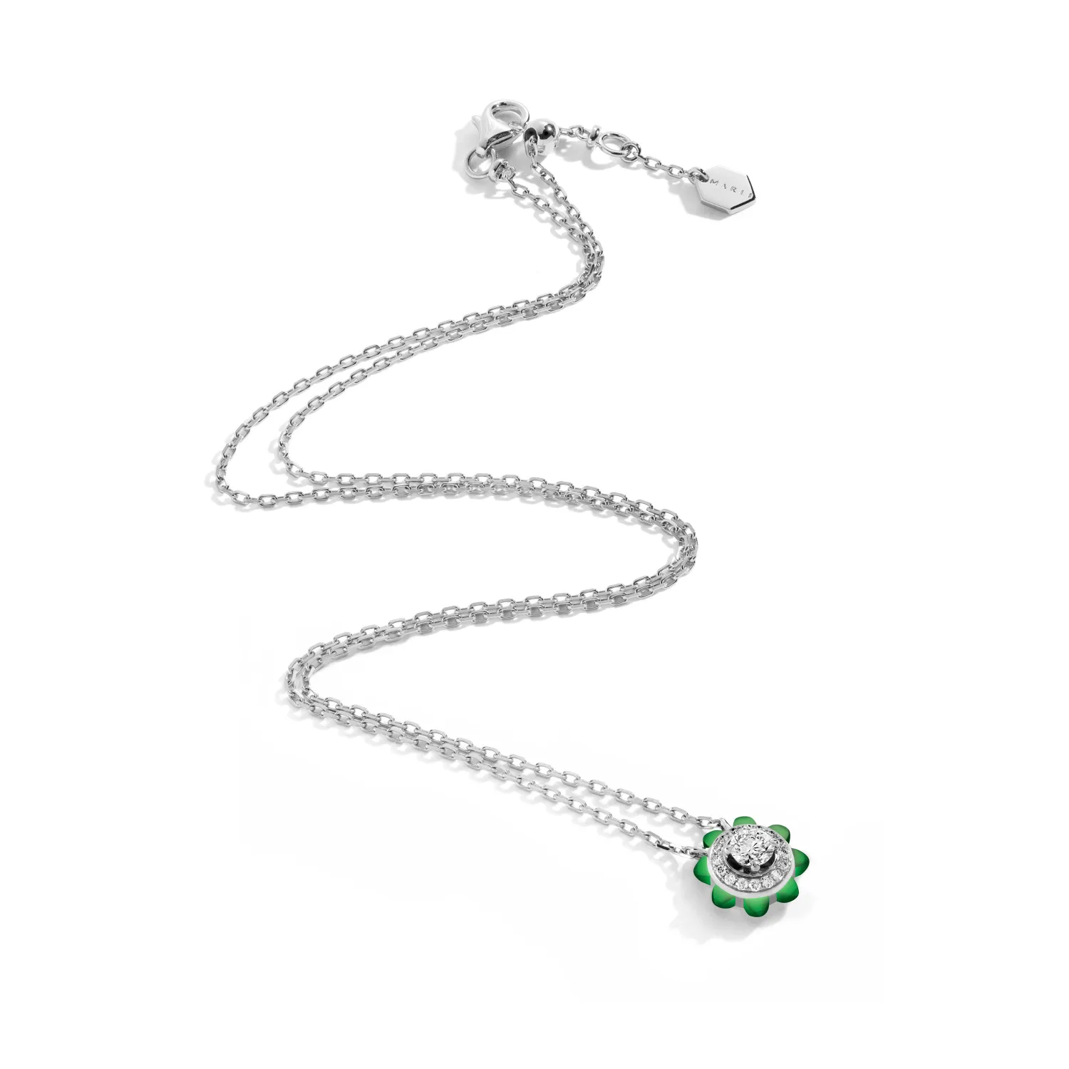 Pendentif Marli New York Tip-Top en Or blanc avec Agate Verte