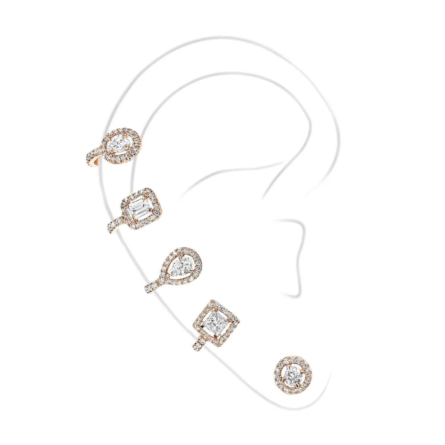 Mono Boucle d'oreille Messika Diamant Multiformes en Or Rose My Twin