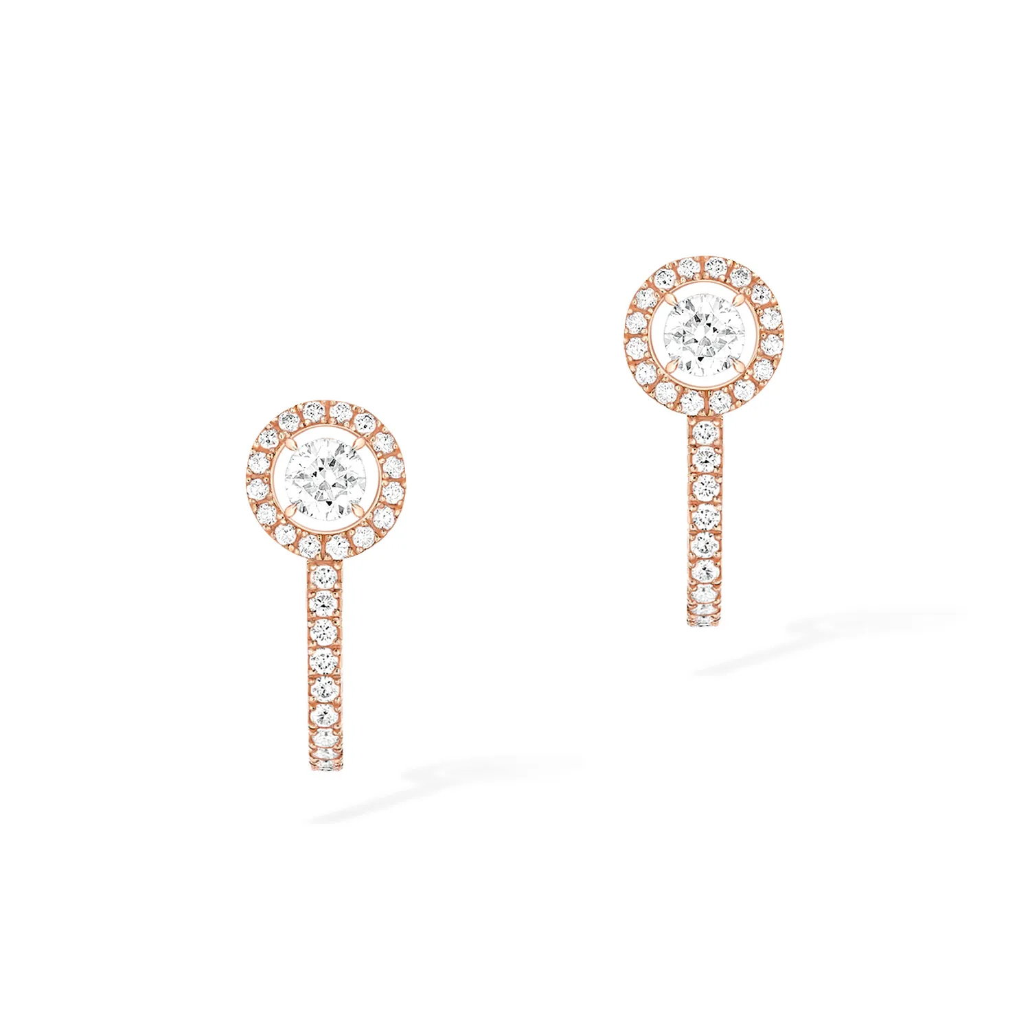 Boucles d'oreilles Créoles Messika Diamant Rond en Or Rose Joy