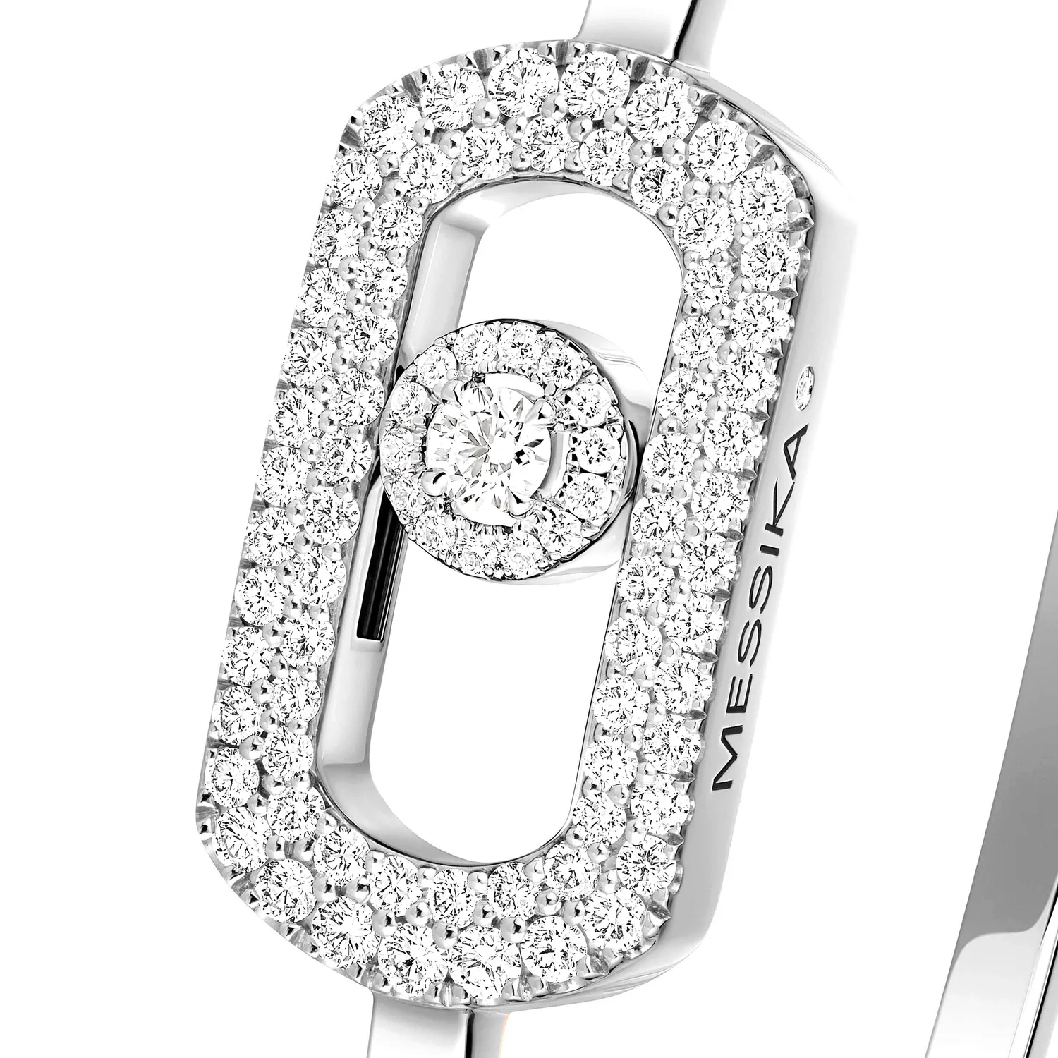 Bracelet Jonc Messika So Move en Or Blanc avec Pavé Diamant M