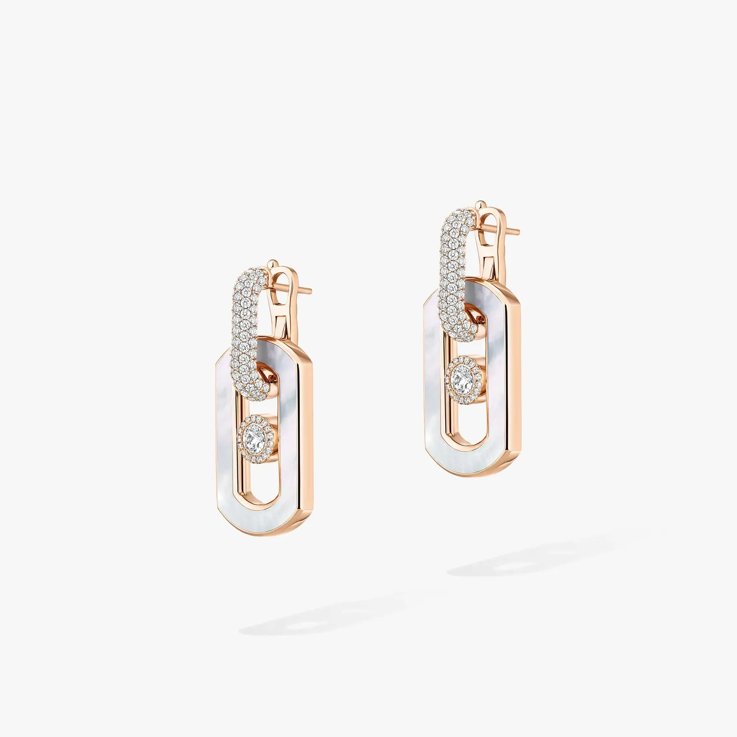 Boucles d'Oreilles Pendantes SO MOVE Nacre Blanche